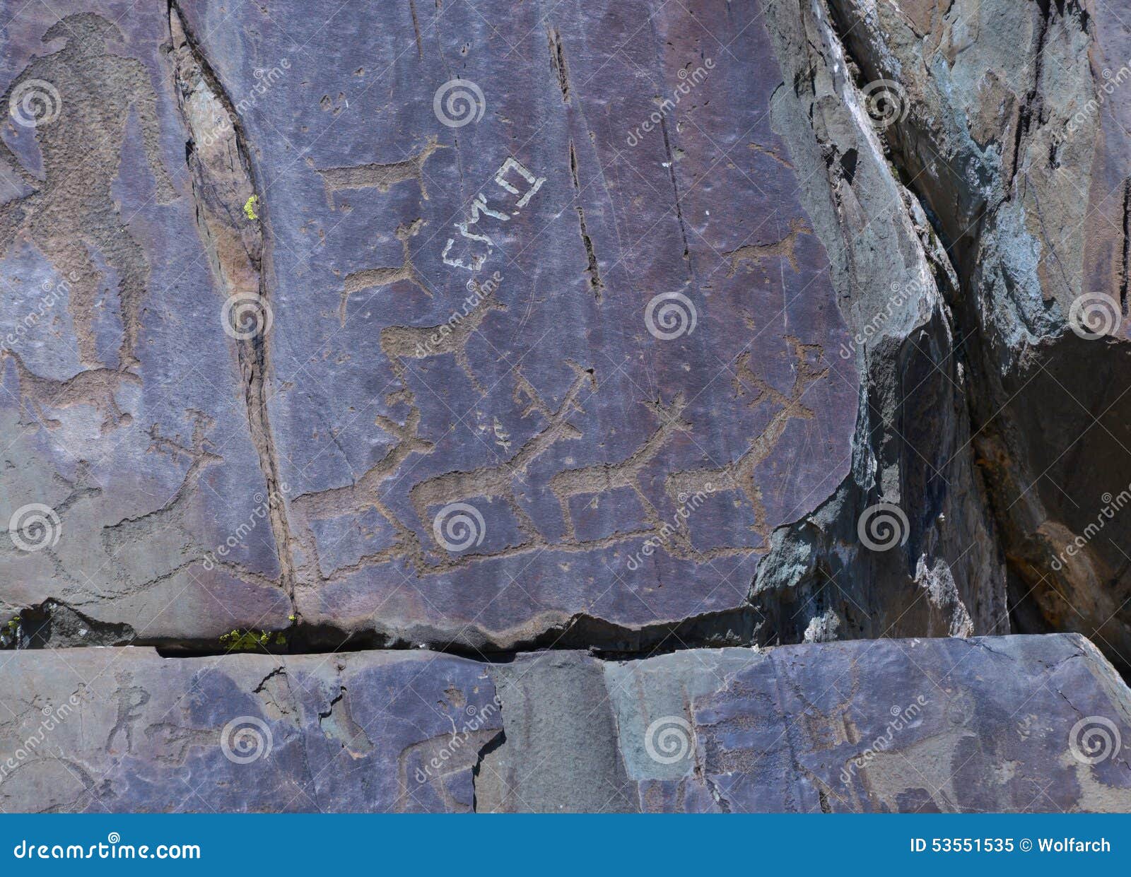 petroglyphs of kalbak-tash in altai, siberia