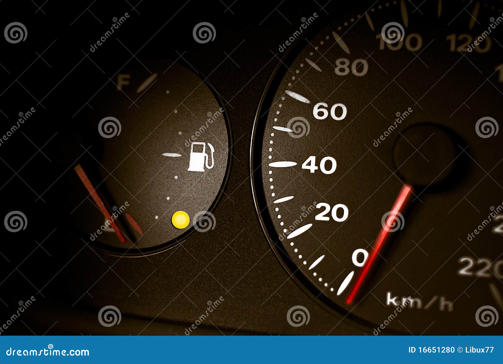 Petrol Warning Light on stock photo. Image of yellow 16651280