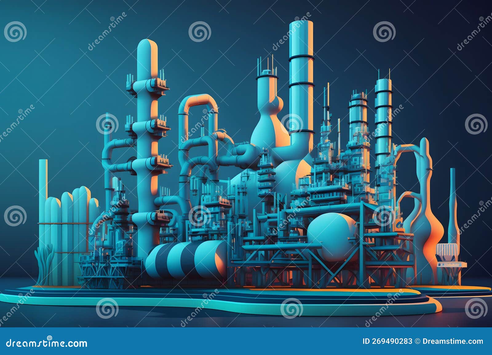 Petroleum Oil Refinery Complex Created with Generative AI Technology