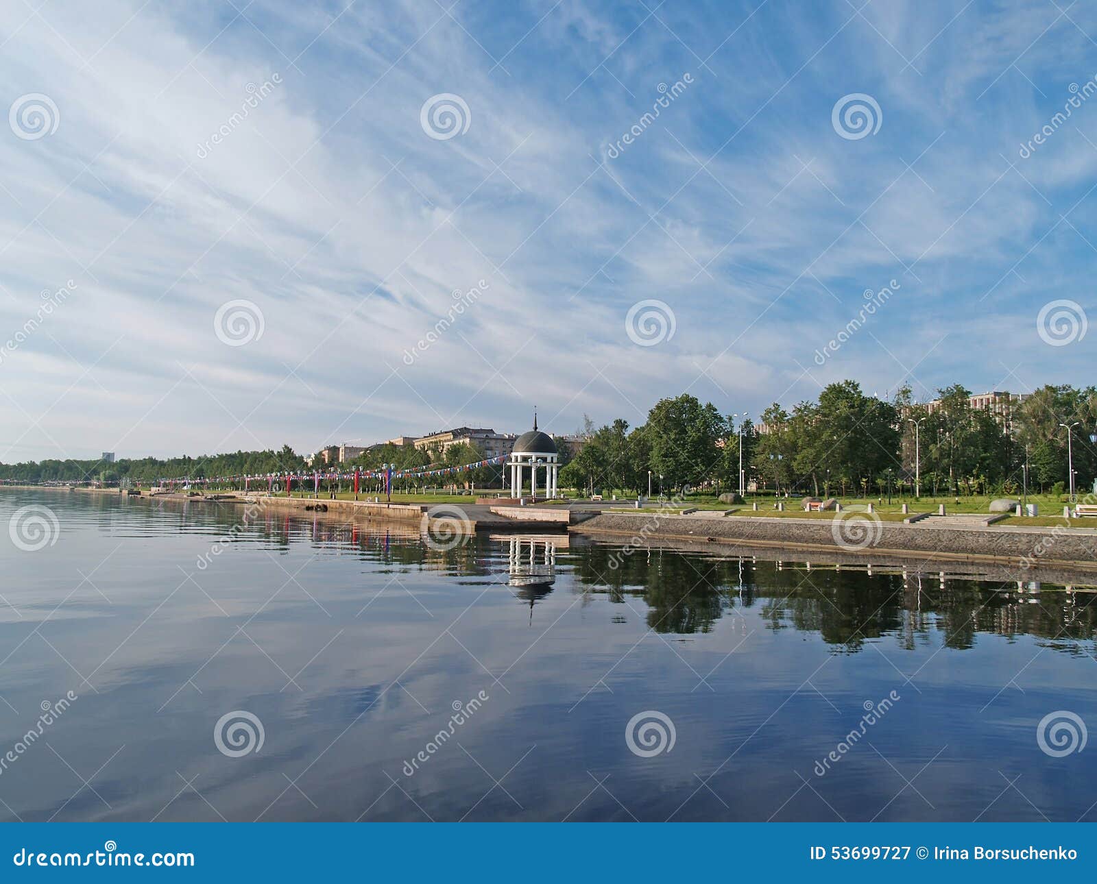 petrozavodsk. lake onega embankment in summer