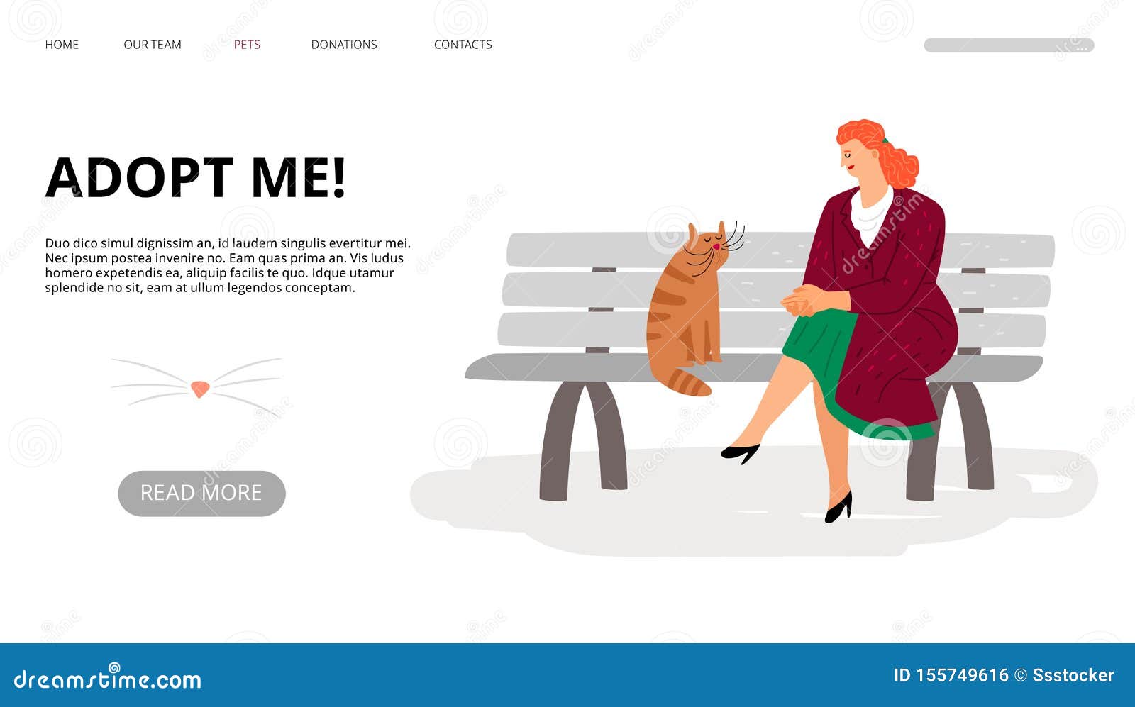 Adopt me cartoon landing page with homeless pets Vector Image