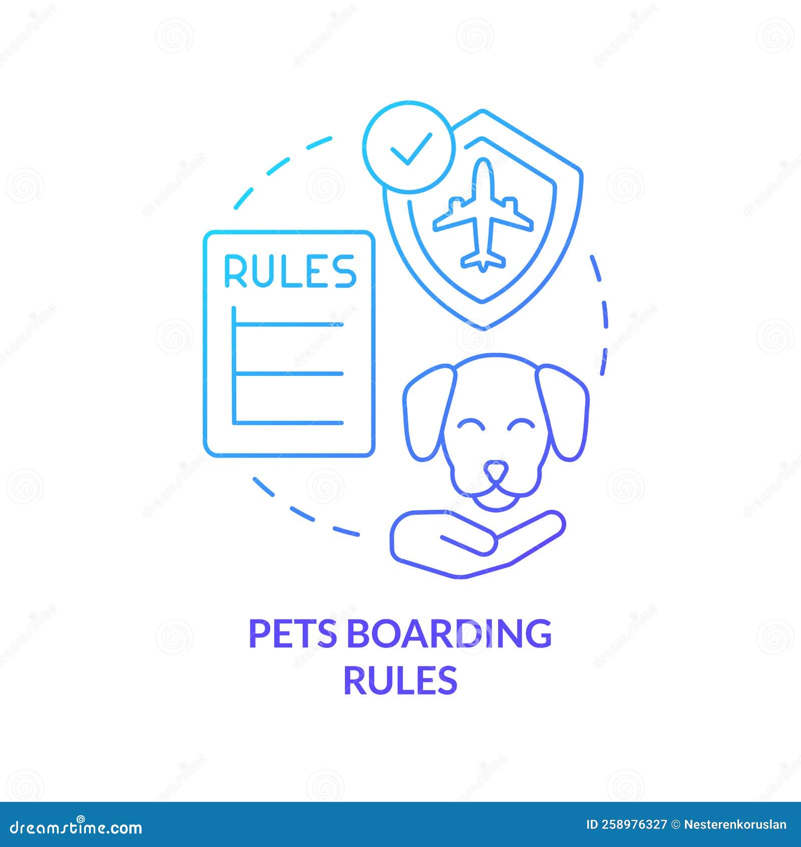 Pets Boarding Rules Blue Gradient Concept Icon Stock Vector