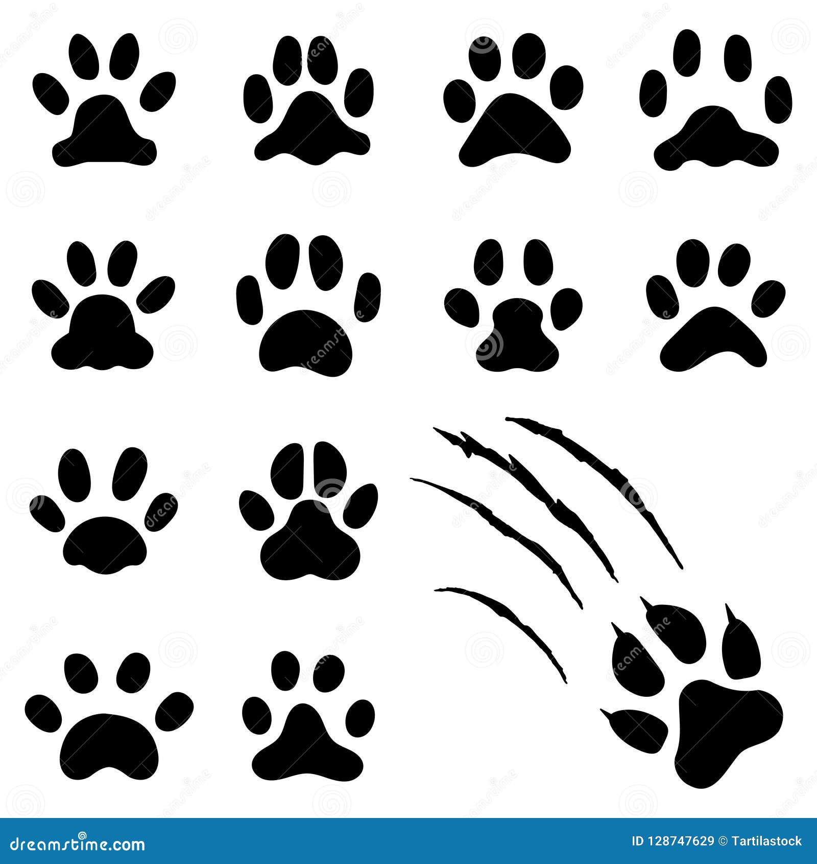 Pets Paw Footprint Cat Paws Prints Kitten Foots Or Dog Foot