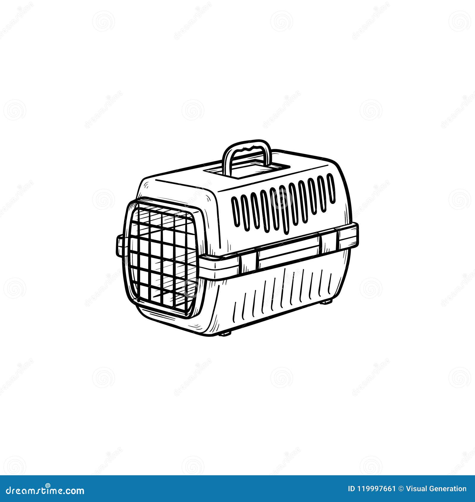 Pets Transport Box Hand Drawn Outline Doodle Icon. Stock Vector ...