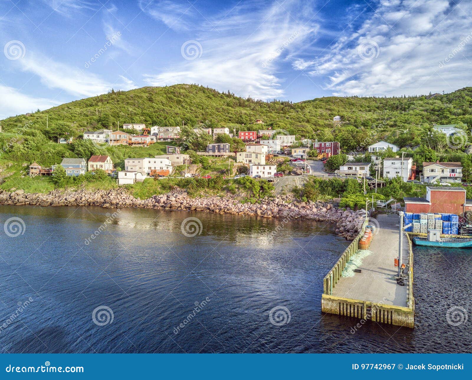 Petty Harbour with Two Piers during Summer Sunset, Newfoundland, Canada
