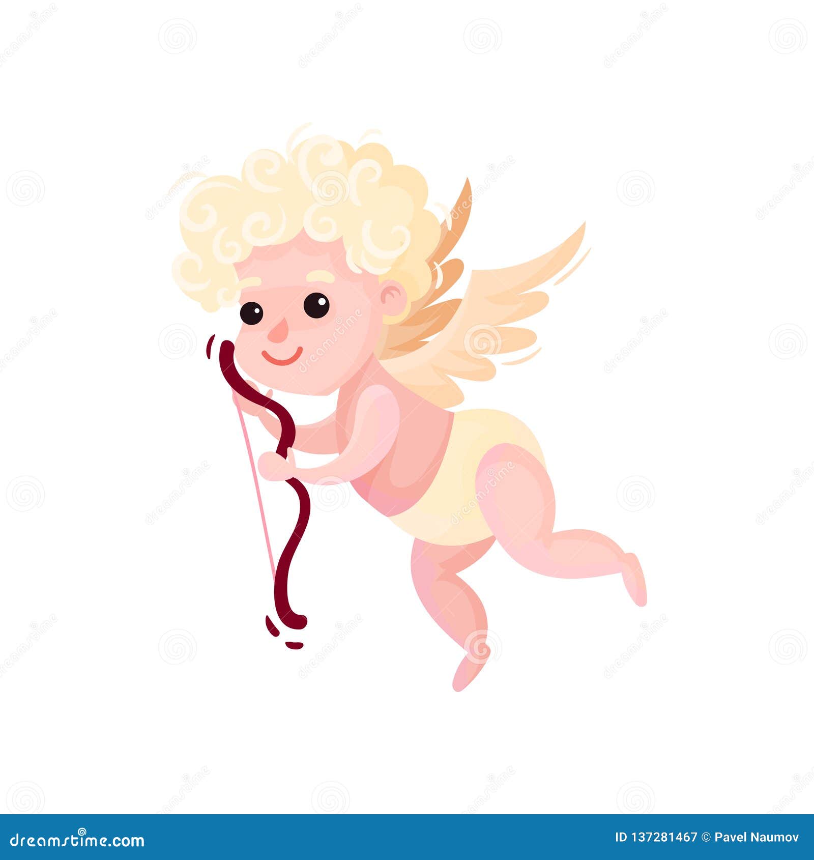 Peu Cupidon Avec L Arc En Bois Dans L Action De Vol Ange De Bebe Avec De Petites Ailes Theme De Jour De Valentines Conception Pla Illustration De Vecteur Illustration Du Vacances Cupidon