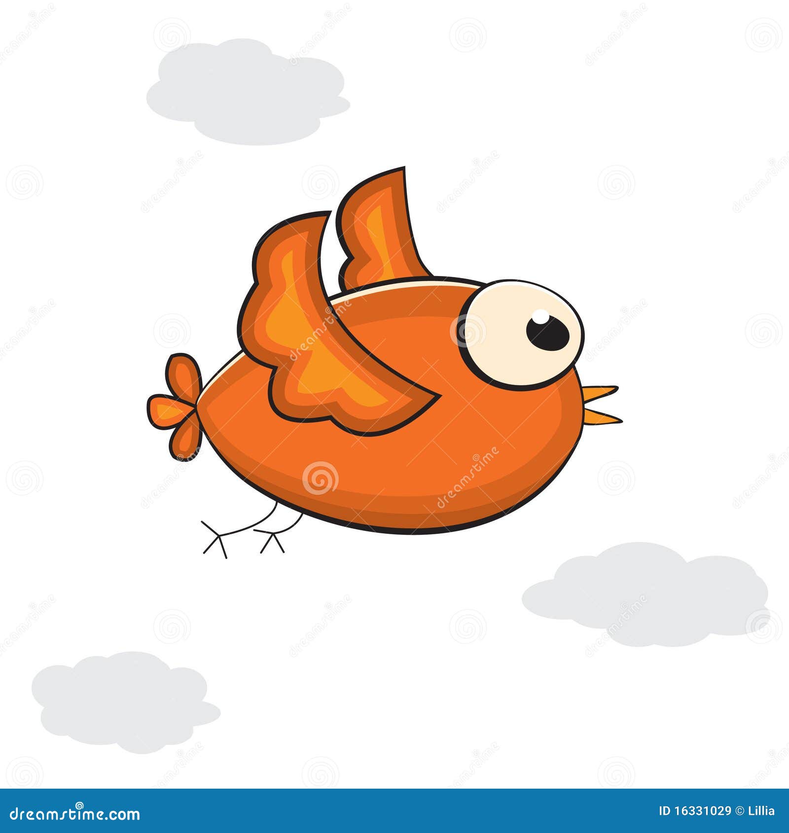 Peu Doiseau De Dessin Animé Dans Le Ciel Illustration Stock