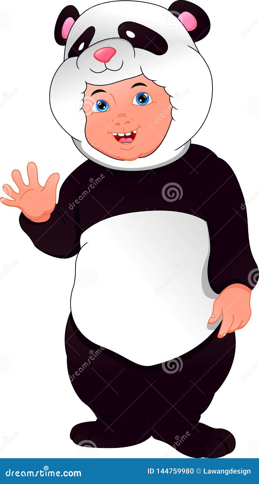 Peu garçon dans le costume de panda. Illustration de vecteur de peu de garçon dans le costume de panda