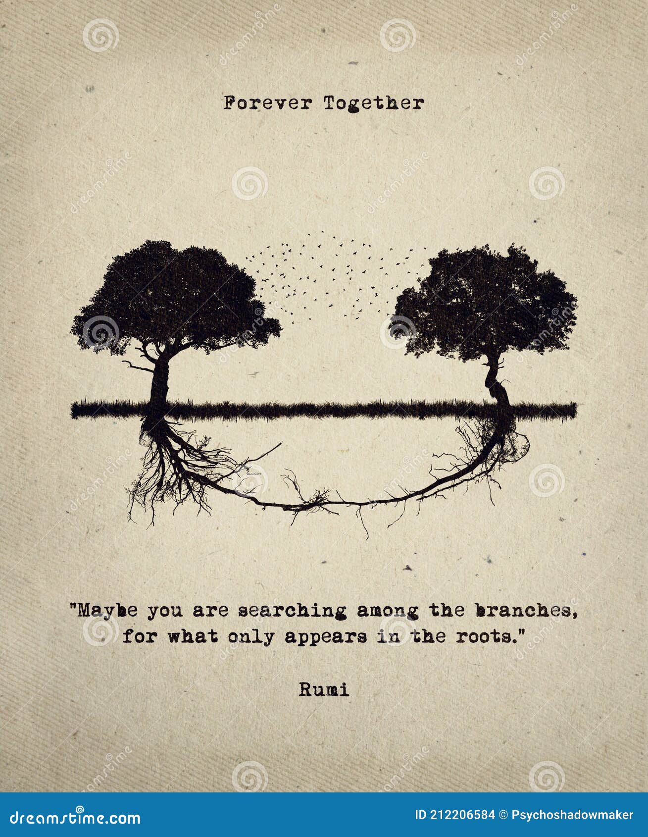 Peut Etre Que Vous Recherchez Parmi Les Branches Ce Qui N Apparait Que Dans Les Racines Citation Inspirante De Rumi Avec Un Illustration Stock Illustration Du Associe Couples