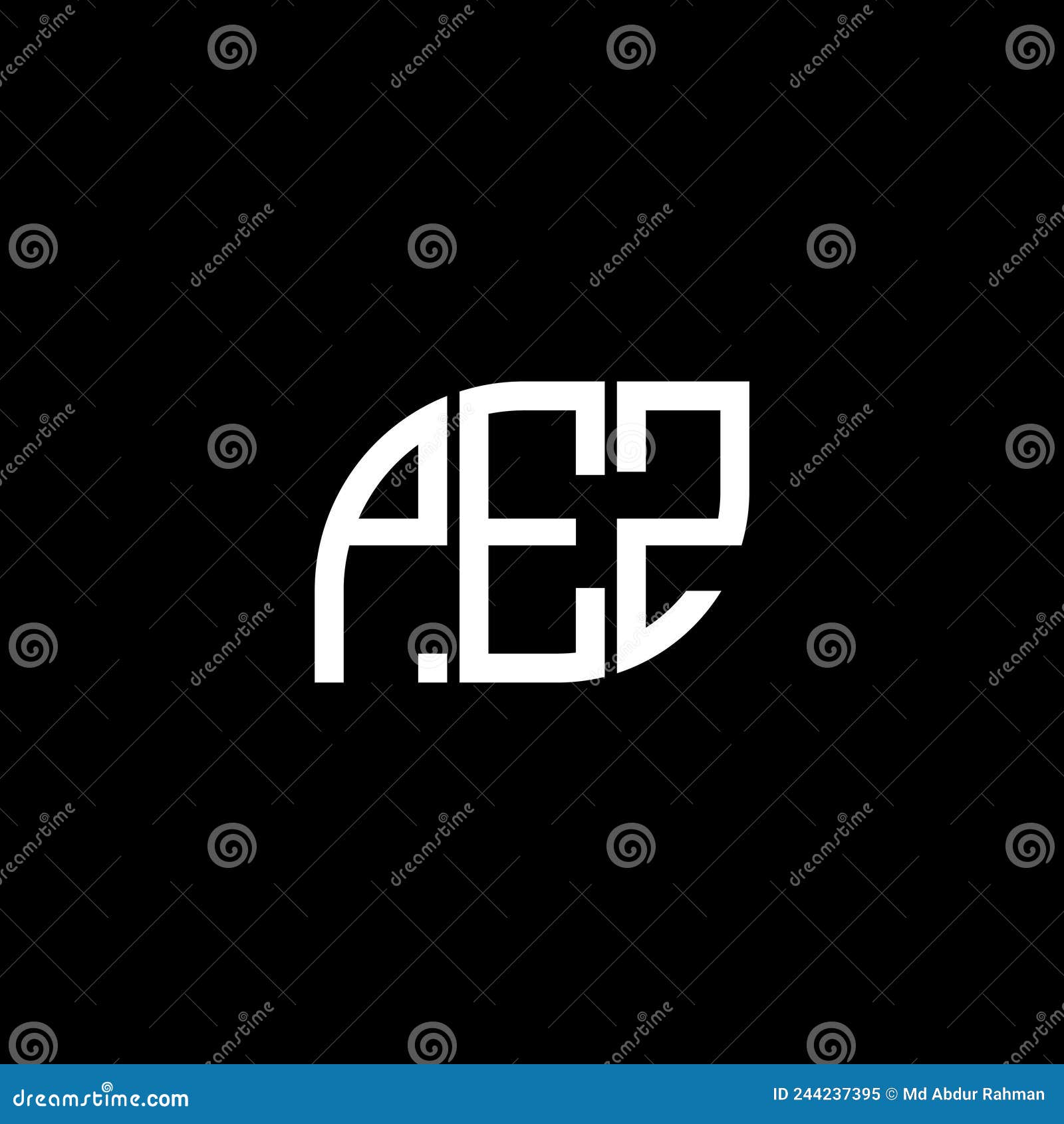 pez letter logo  on black background.pez creative initials letter logo concept.pez  letter 