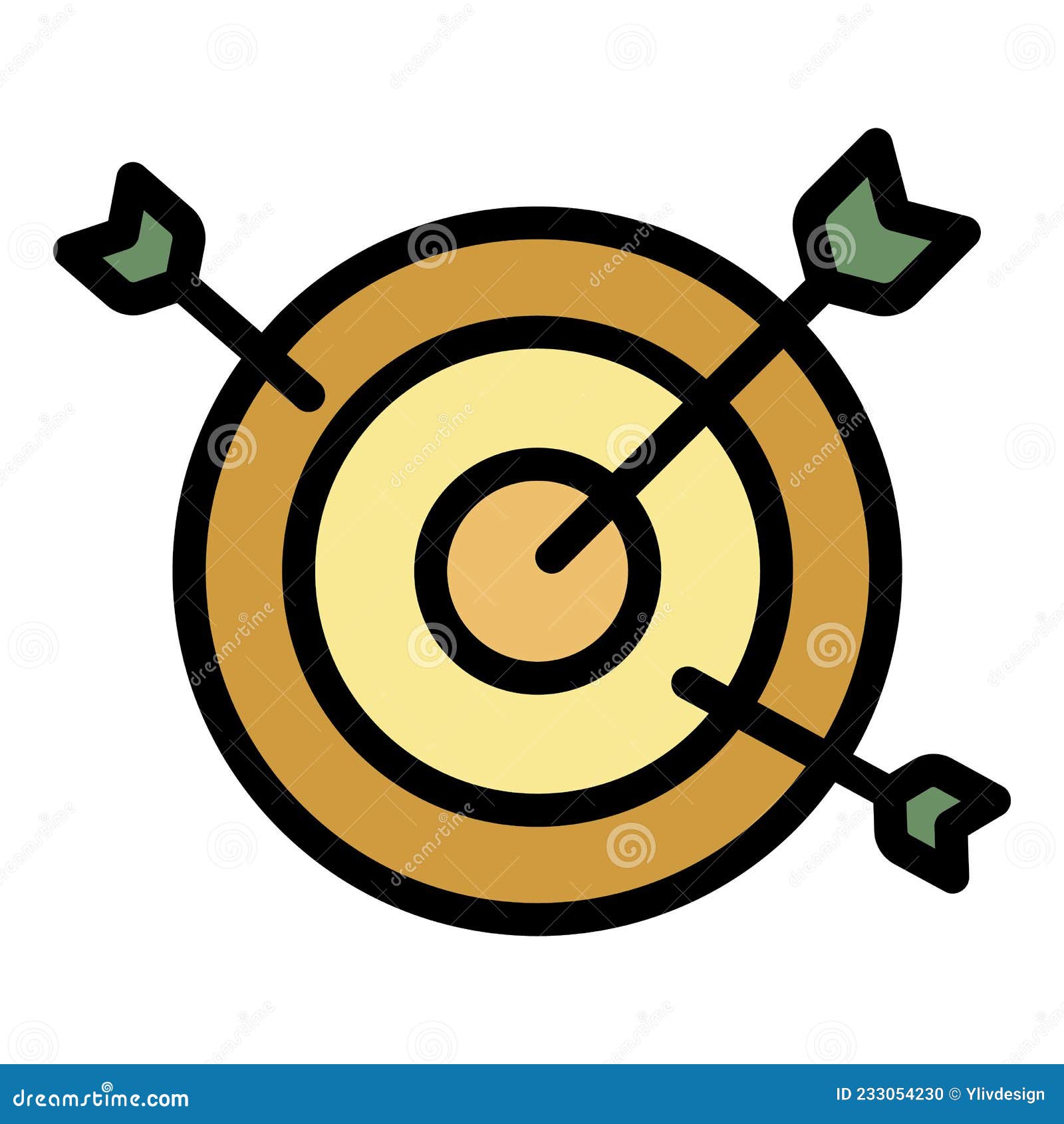 Pfeile Auf Dem Farbkonturvektor Des Zielsymbols Vektor Abbildung Illustration von genau