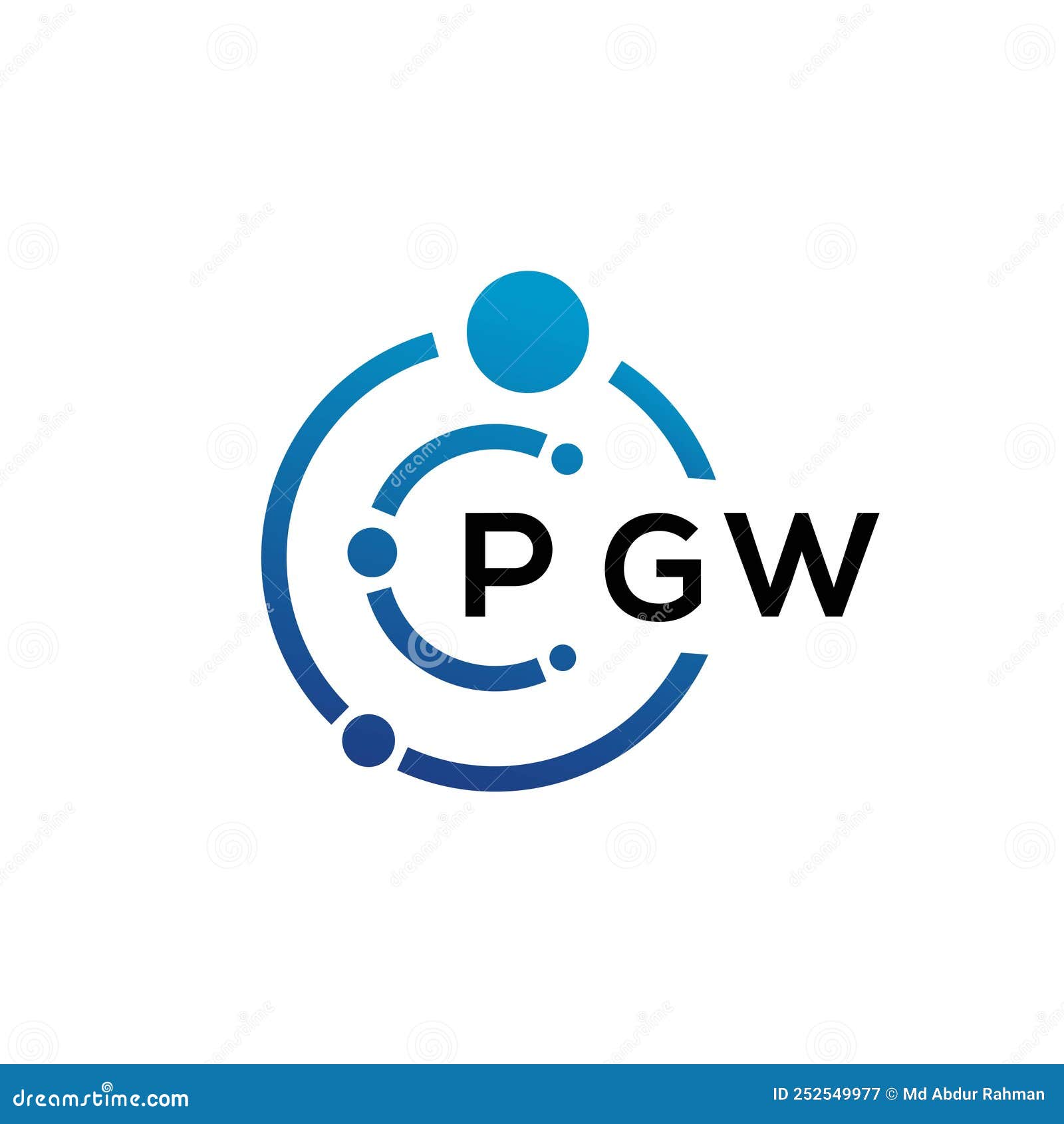 PGW Letter Technology Logo Design on White Background. PGW Creative