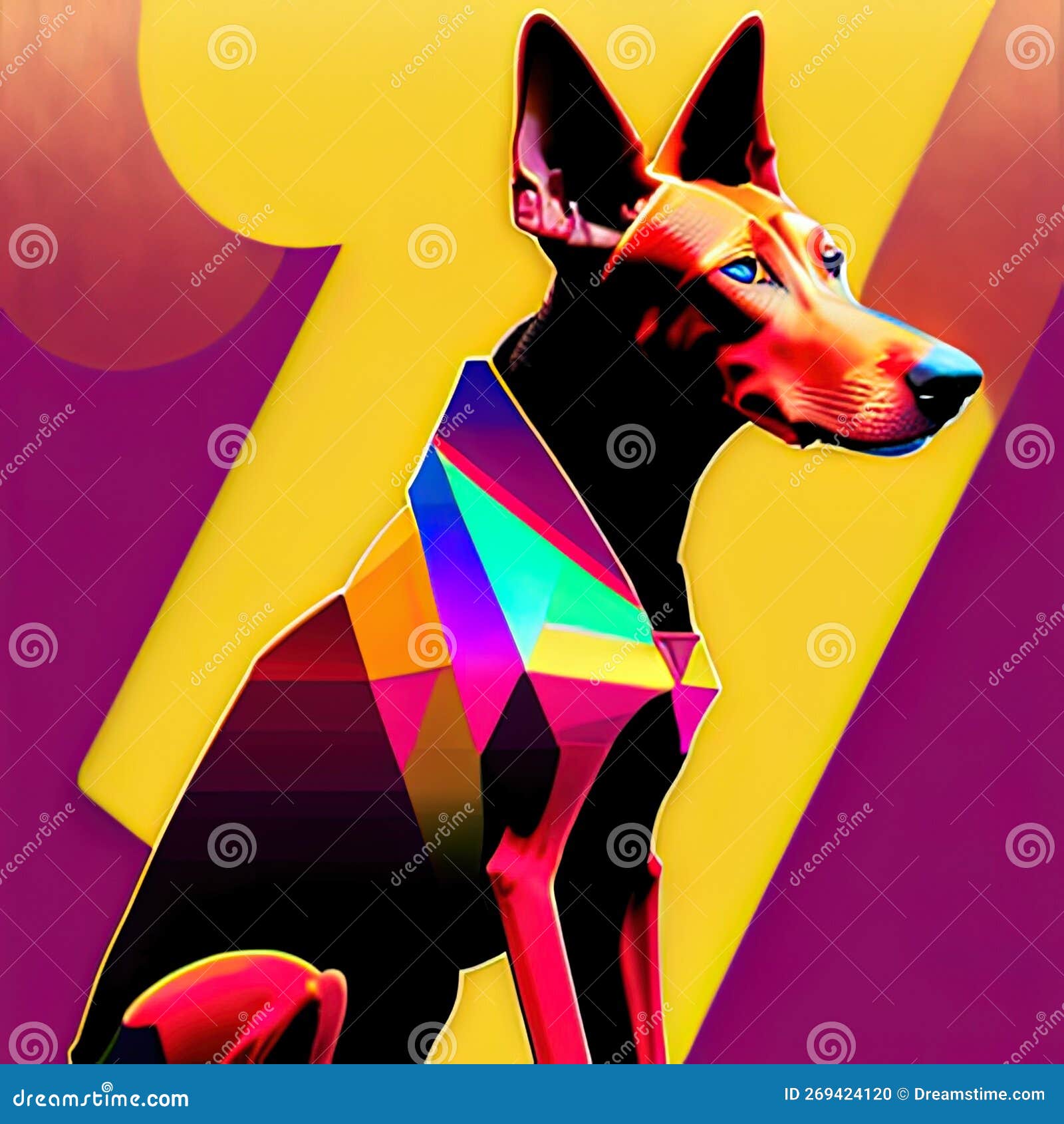 pharaoh hound animal style print  logo. generative ai.