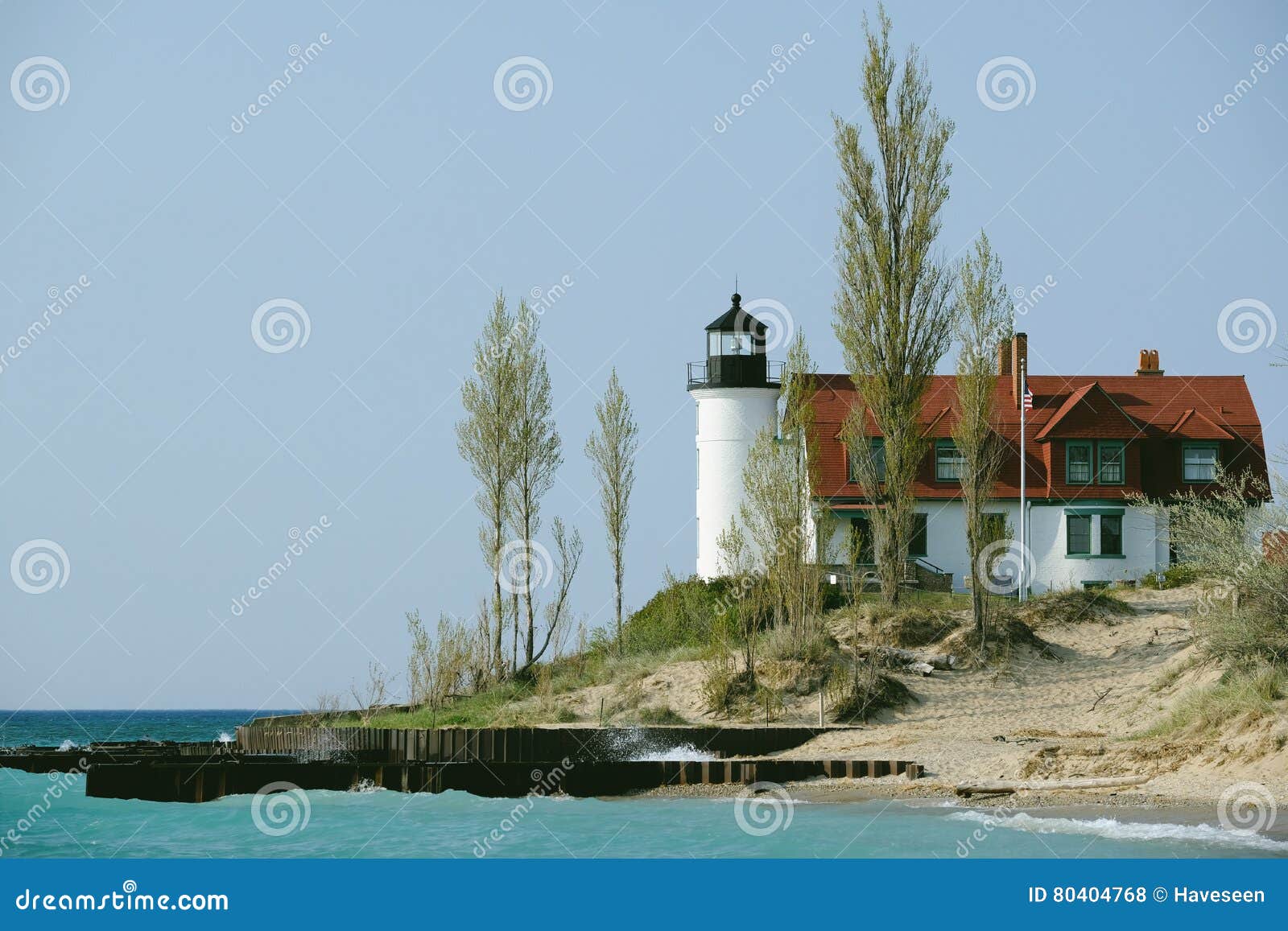 Phare de Betsie de point, construit en 1858. Dirigez le phare de Betsie, construit en 1858, le lac Michigan, MI, Etats-Unis