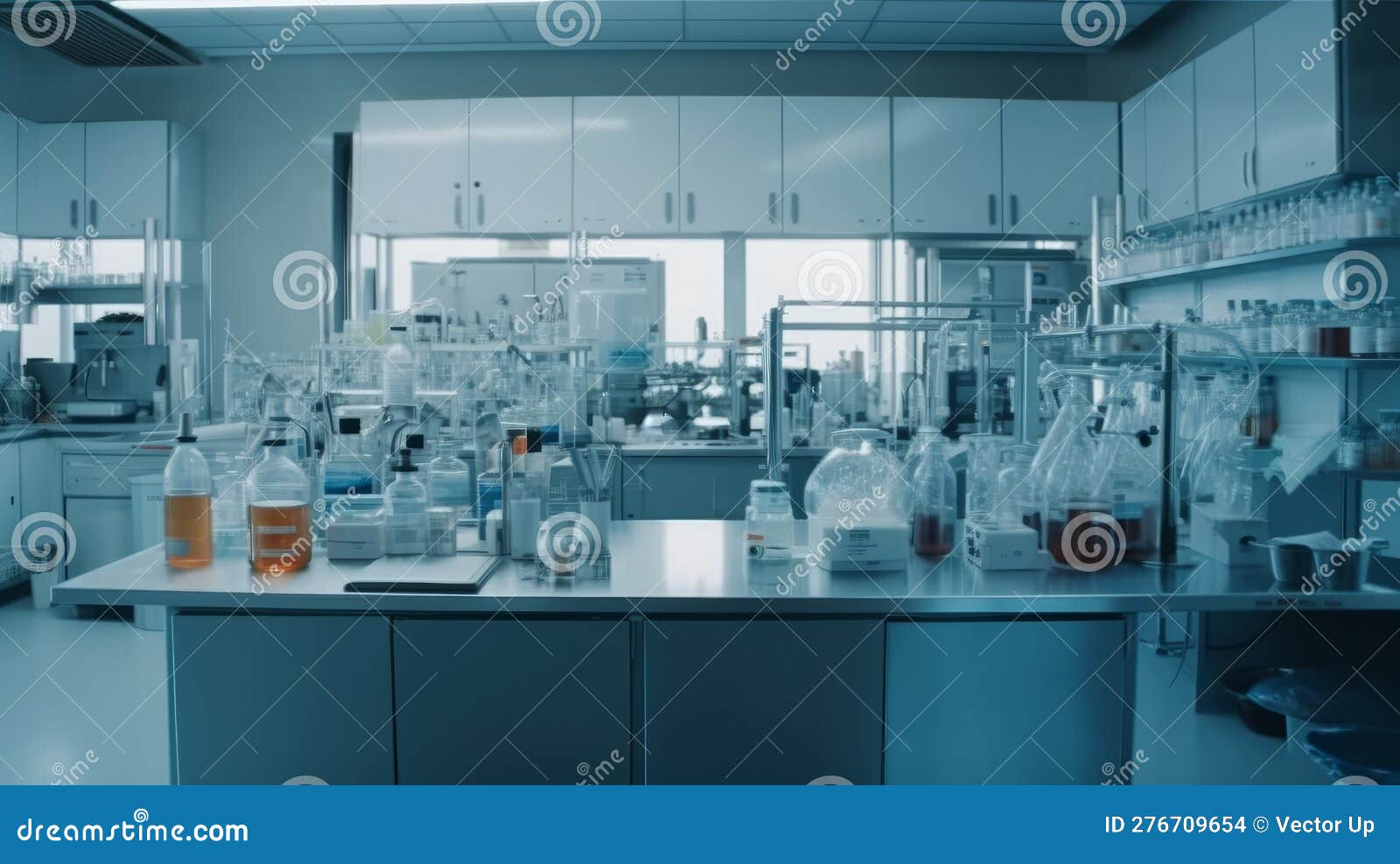 Pharmaceutical Lab Equipment in Clean Room. Generative AI Stock