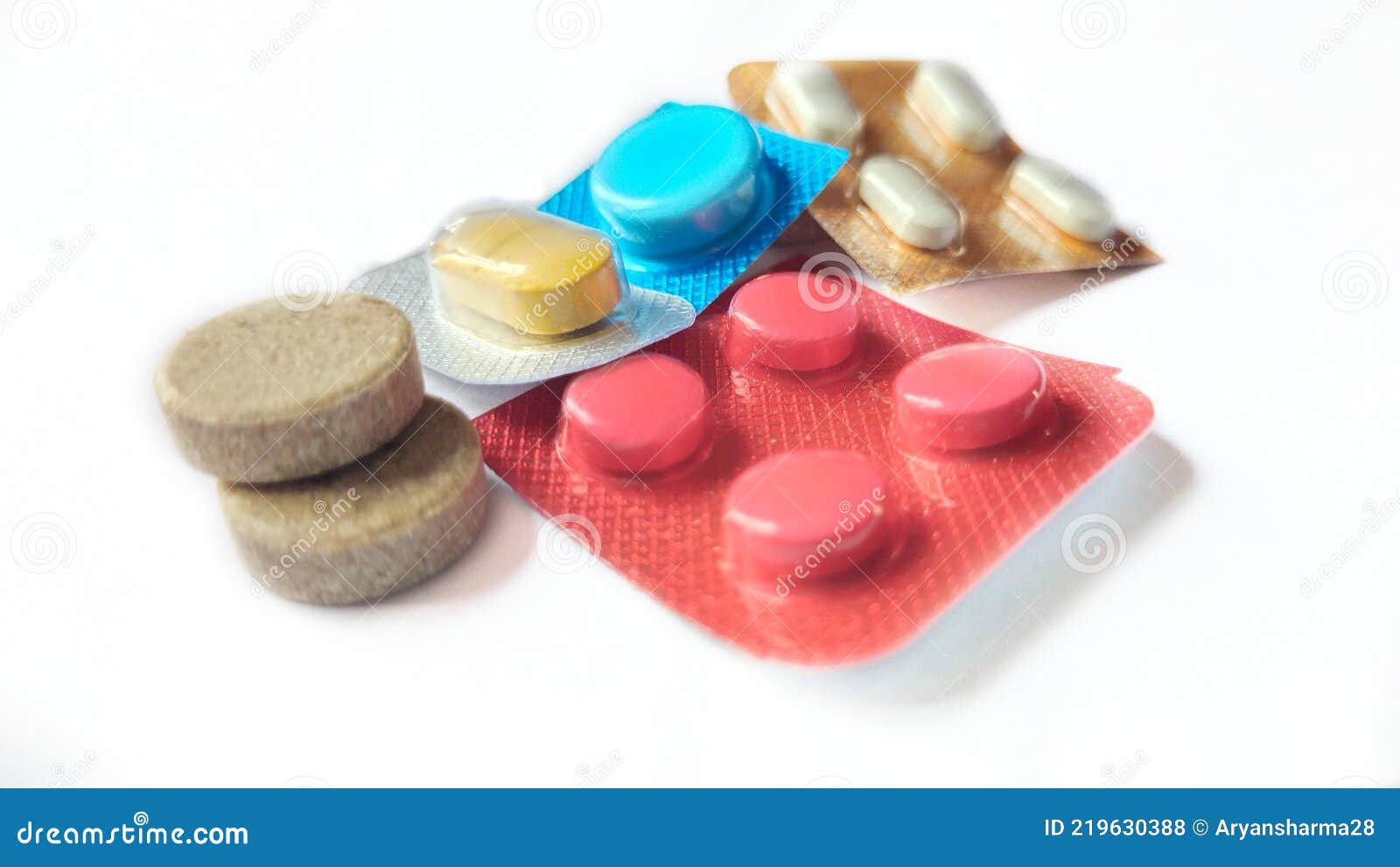 Pharmaceutical Medicines Capsules and Tablets Packets Editorial Stock