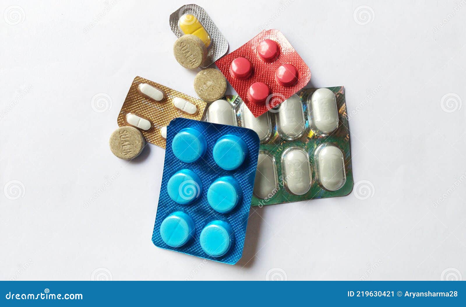 Pharmaceutical Medicines Capsules and Tablets Packets Editorial Photo