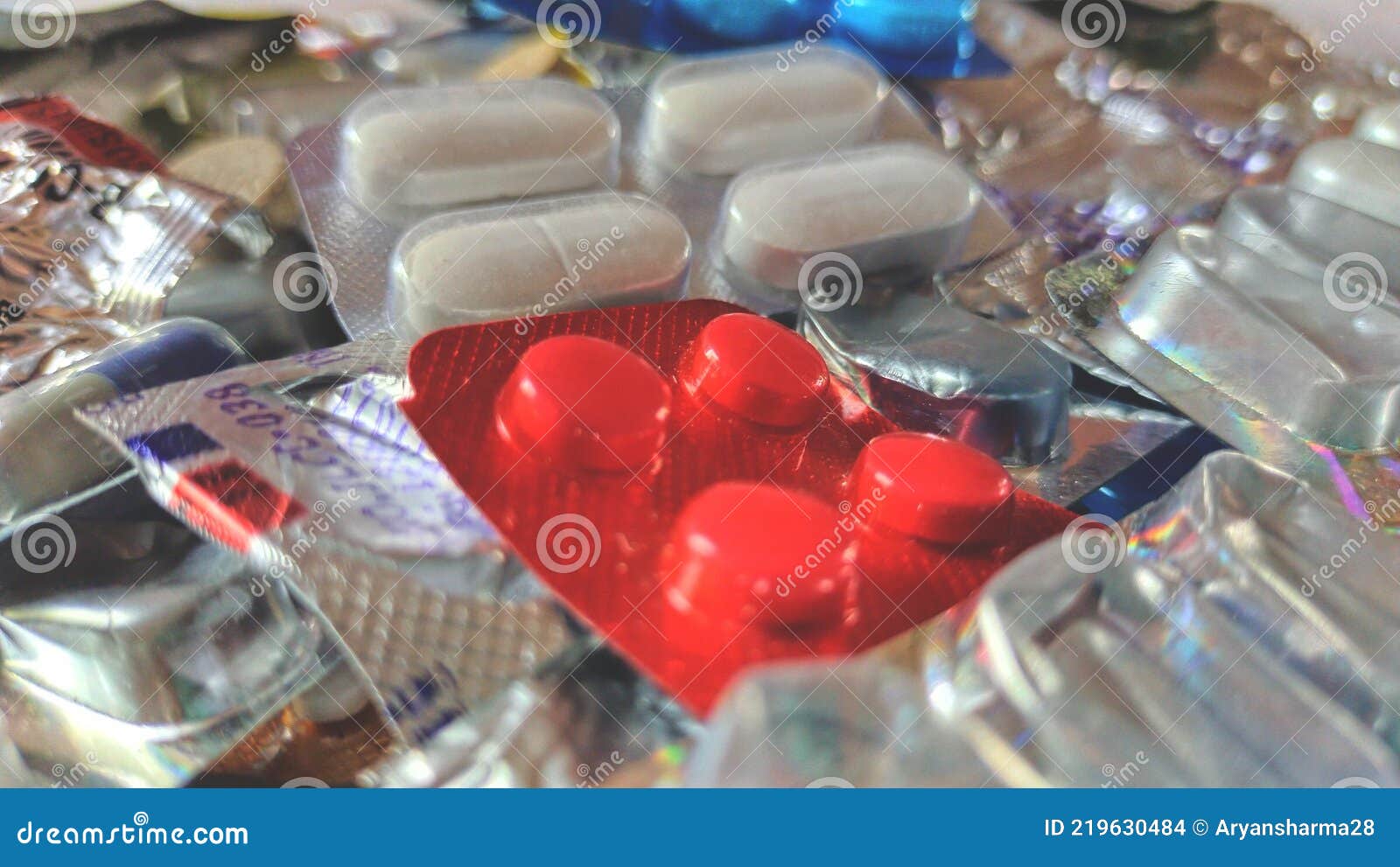 Pharmaceutical Medicines Capsules and Tablets Packets Editorial Stock