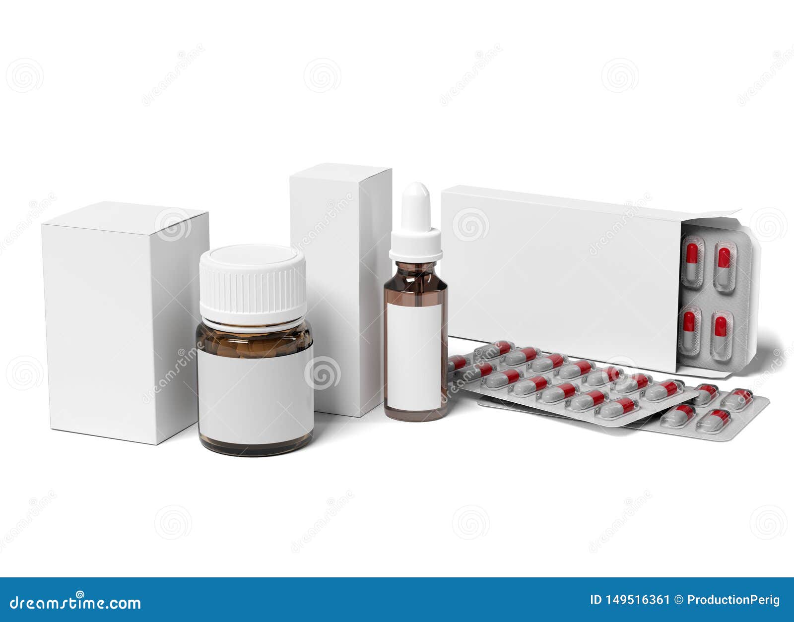 Download Pharmaceutical Packaging Mockup 3d Rendering Stock Illustration Illustration Of Medicine Drug 149516361 PSD Mockup Templates