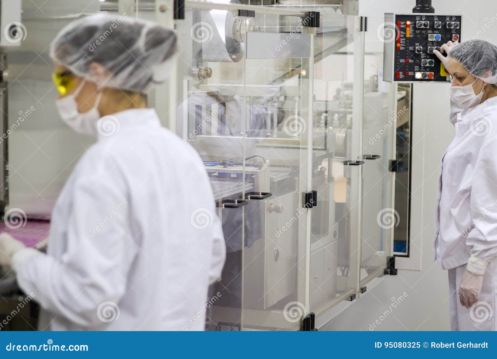 pharmaceutical production line workers