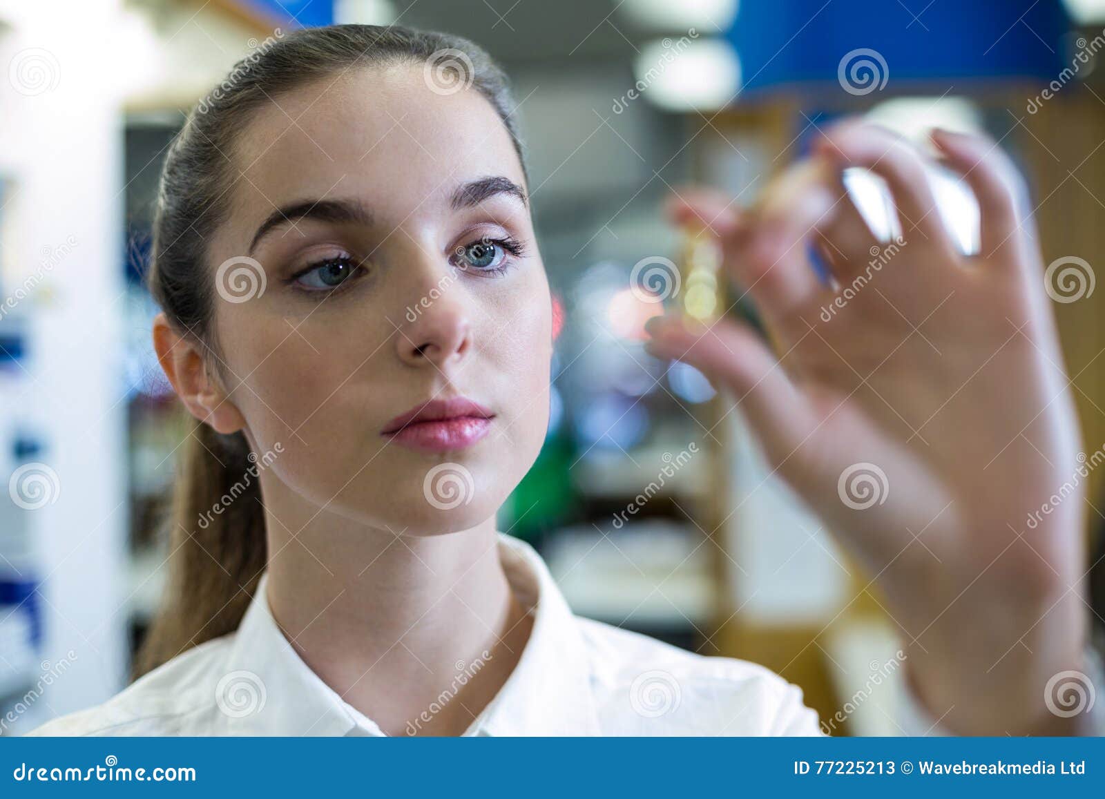 Pharmacist Checking a Capsule Stock Image Image of healthcare