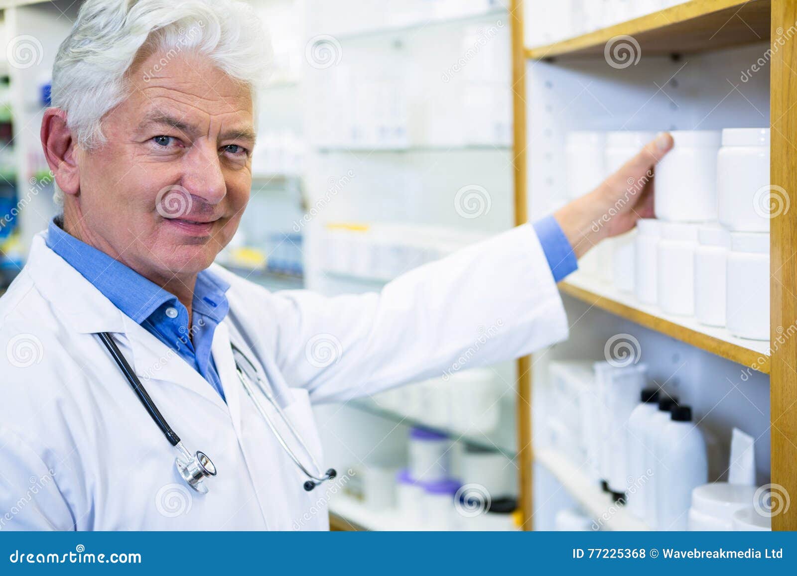 Pharmacist Checking Medicines in Pharmacy Stock Photo Image of