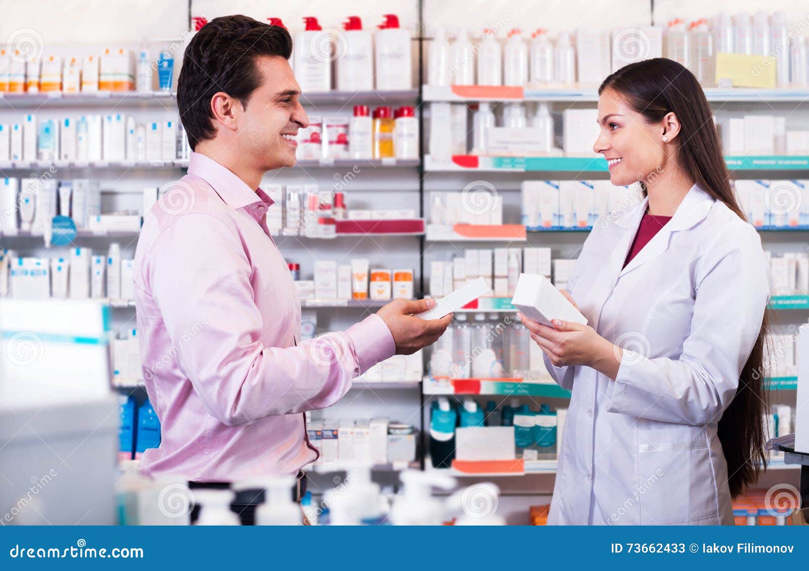 Pharmacist and Consulting Man in Pharmacy Stock Image Image of clinical, experienced 73662433