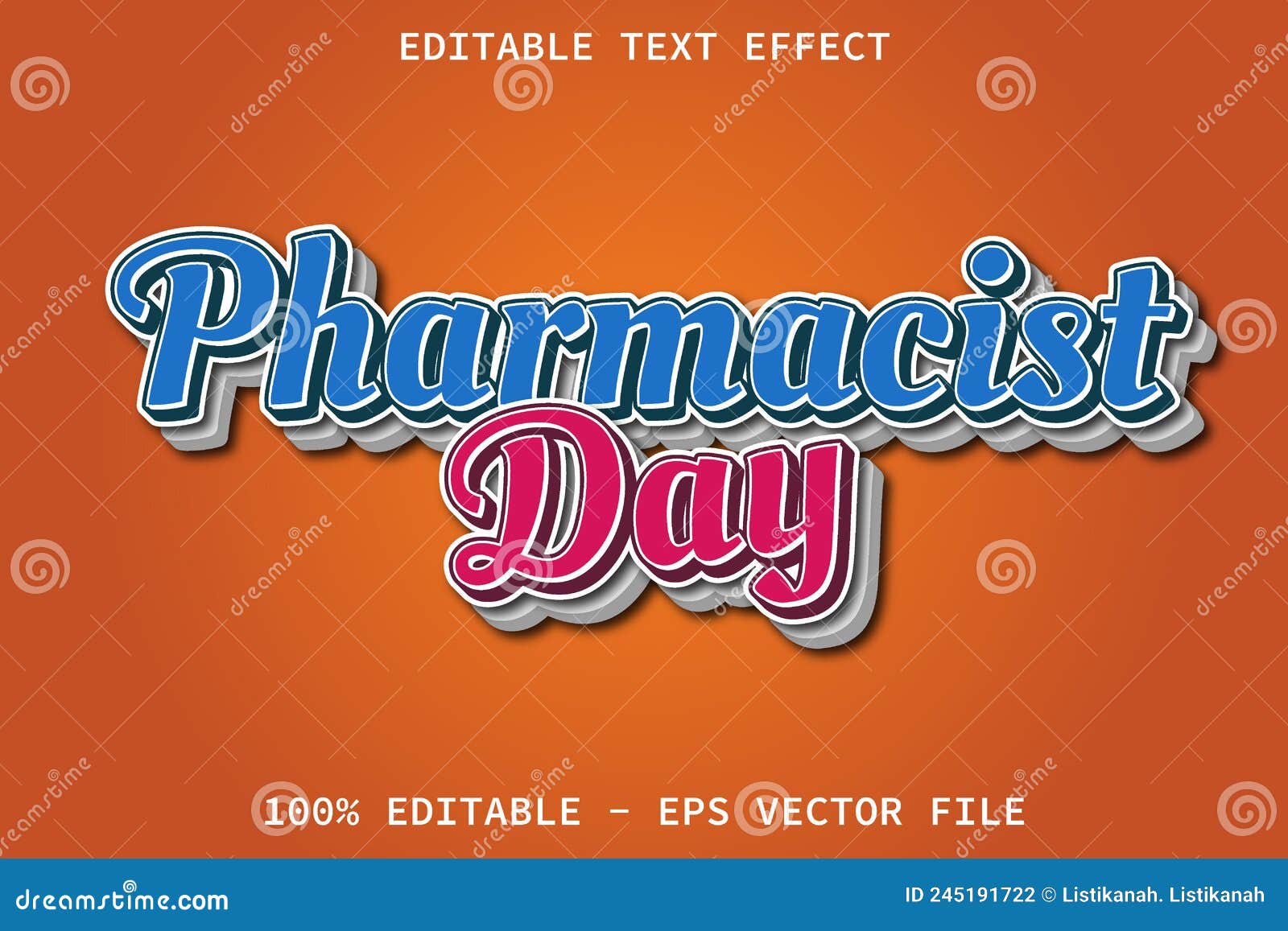 Pharmacist Day Cartoon Style Editable Text Effect Stock Vector ...