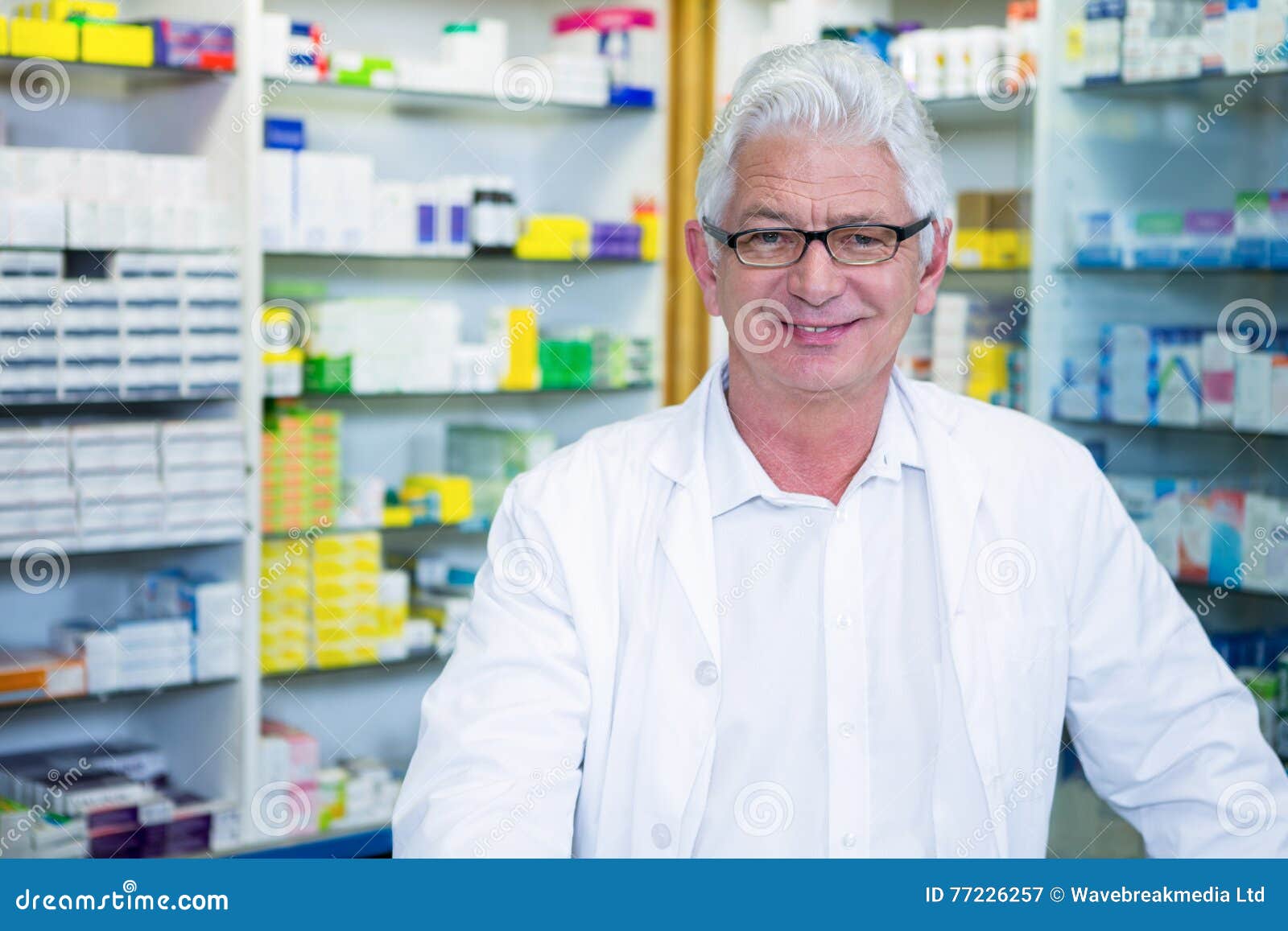 Pharmacist in lab coat stock image. Image of medical 77226257