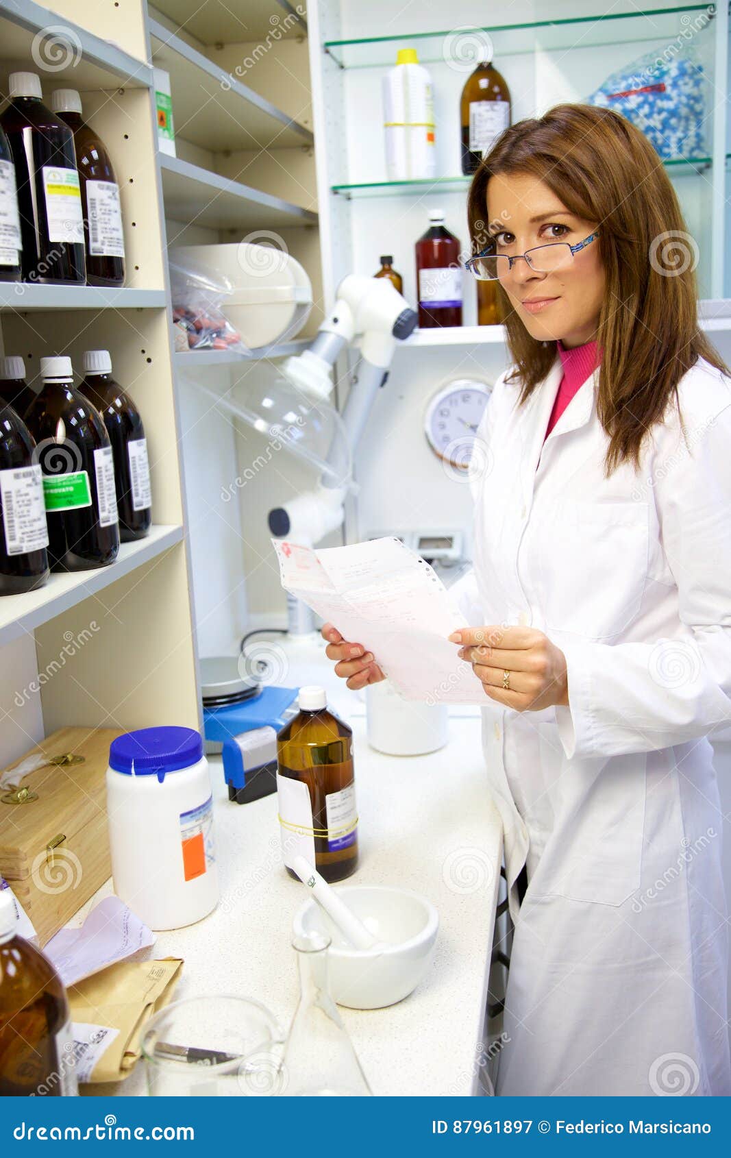 Pharmacist in Lab Working on Medicine Stock Image Image of scientist