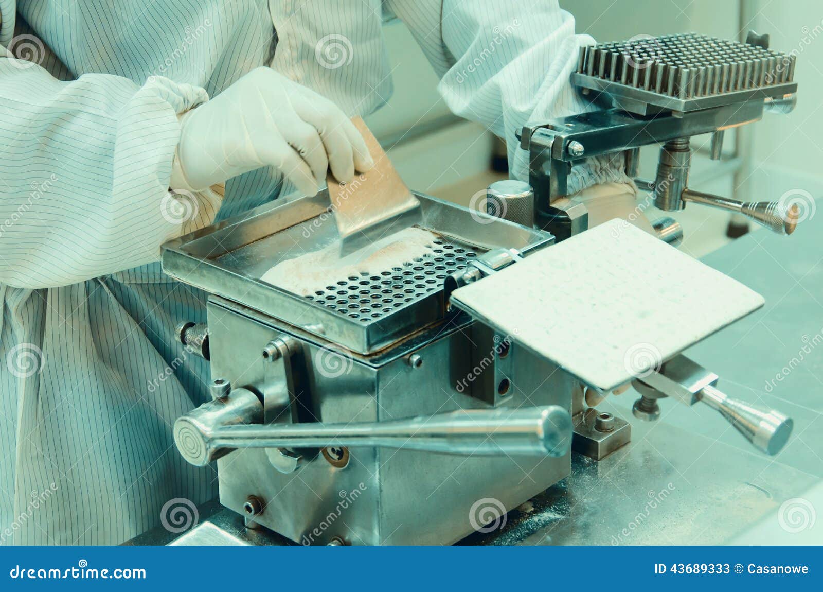 Pharmacist Preparing Medication with Packaging Capsule Stock Image