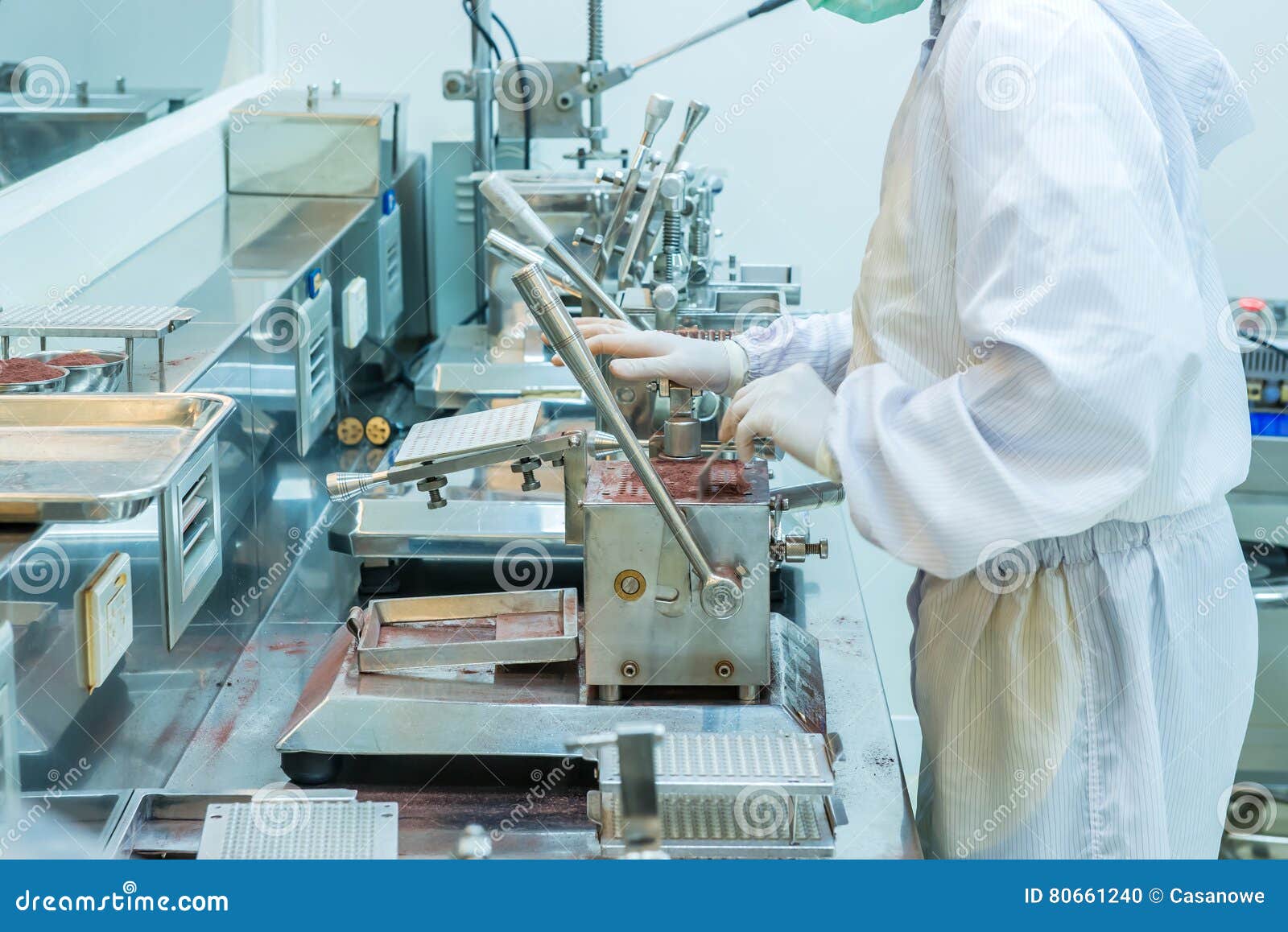 Pharmacist Preparing Medication with Packaging Capsule in Lab Stock Photo Image of pound