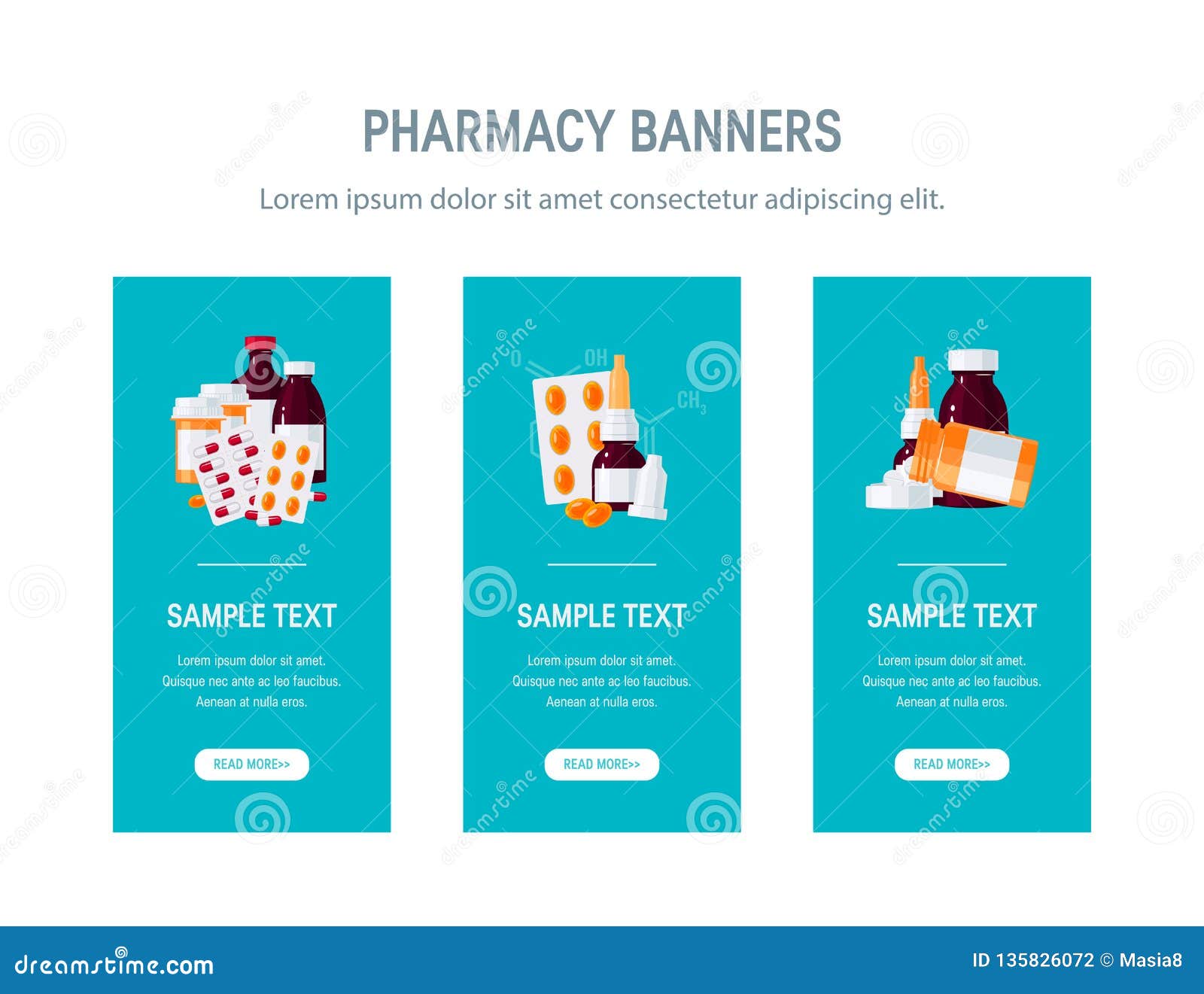 medicine template for web banners in flat style