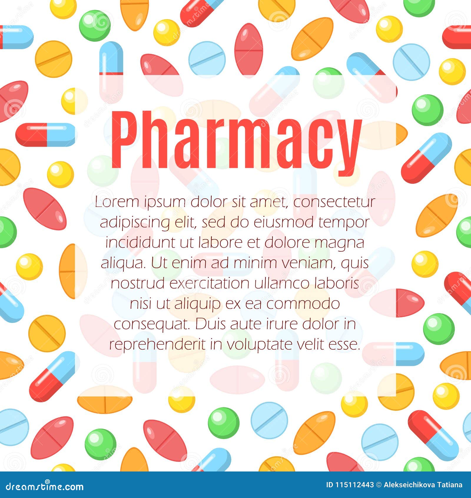 Pharmacy flat poster stock vector. Illustration of frame - 115112443