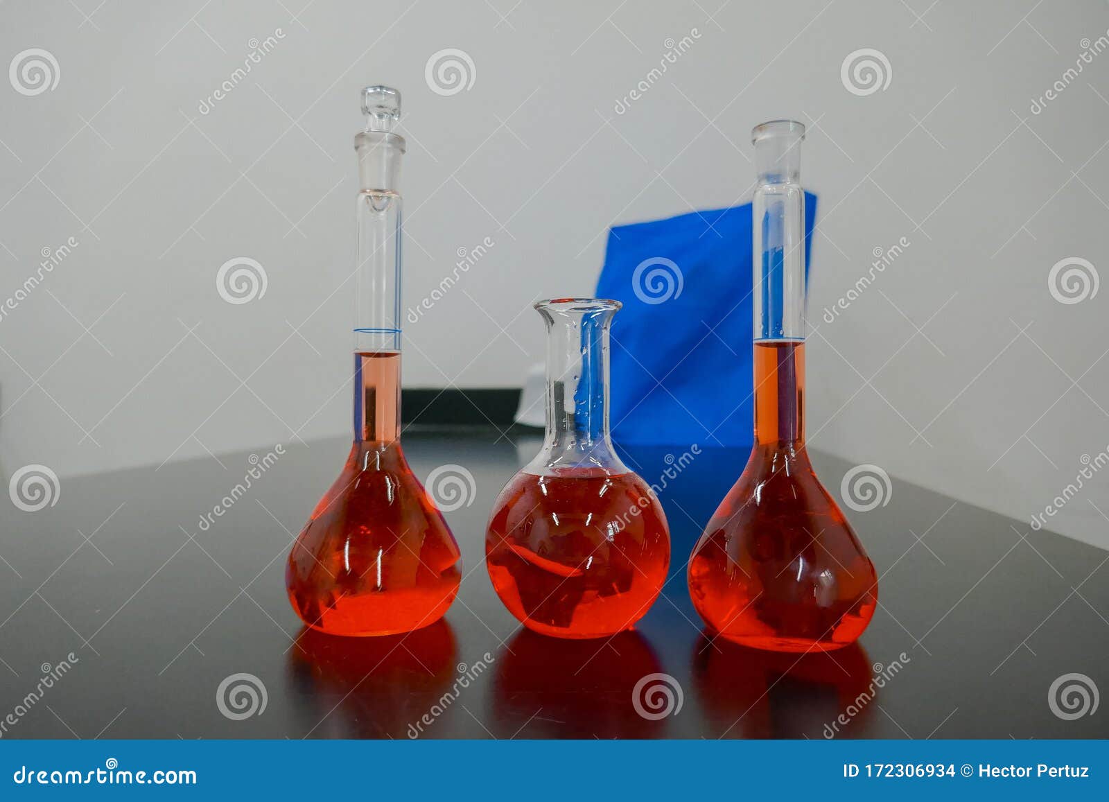 Pharmacy Laboratory and Chemistry Theme. Test Glass Flask with Liquid