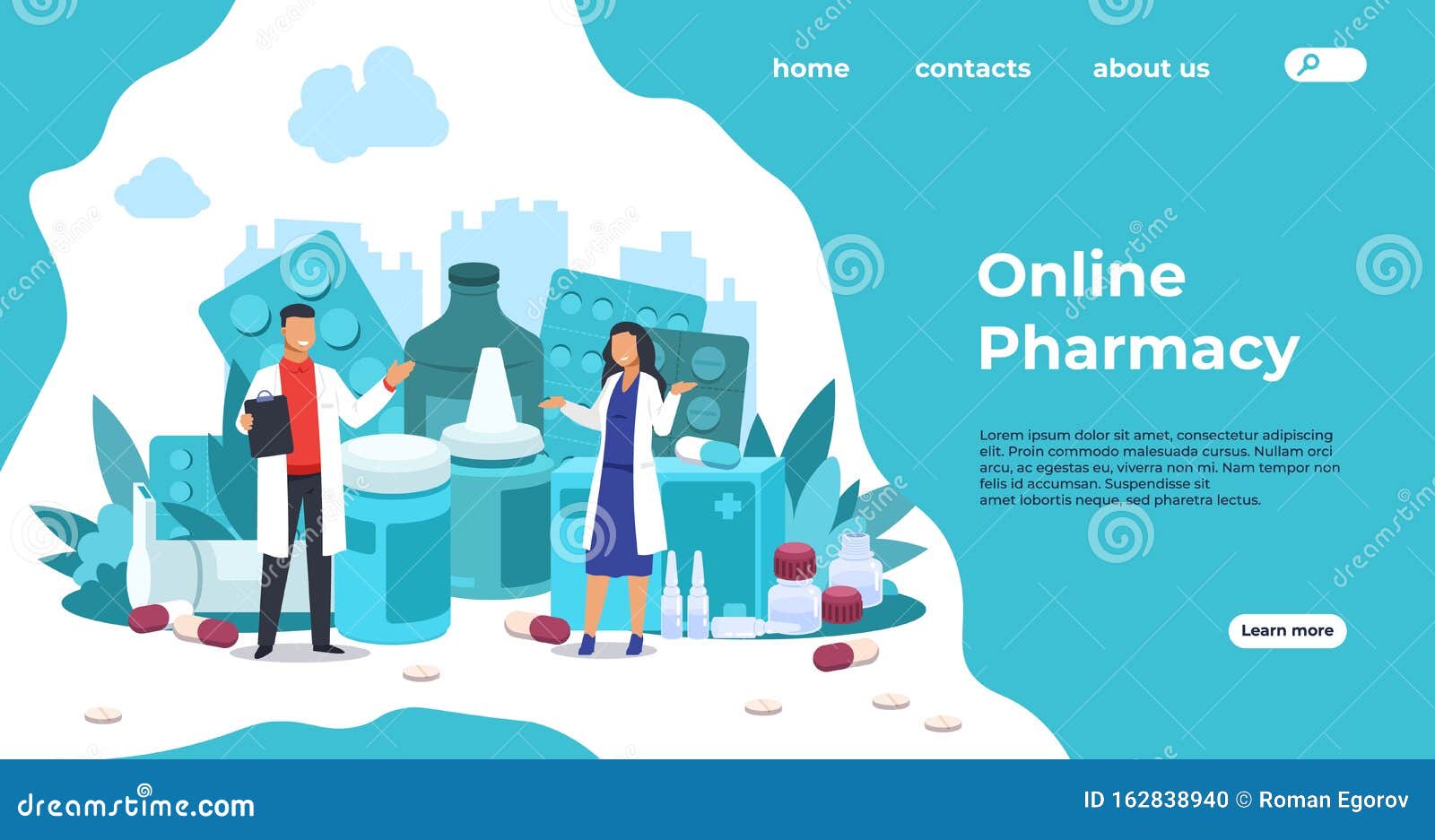 pharmacy landing page. medical support and drugs addiction concept, blisters with pills and capsules.  pharmacy