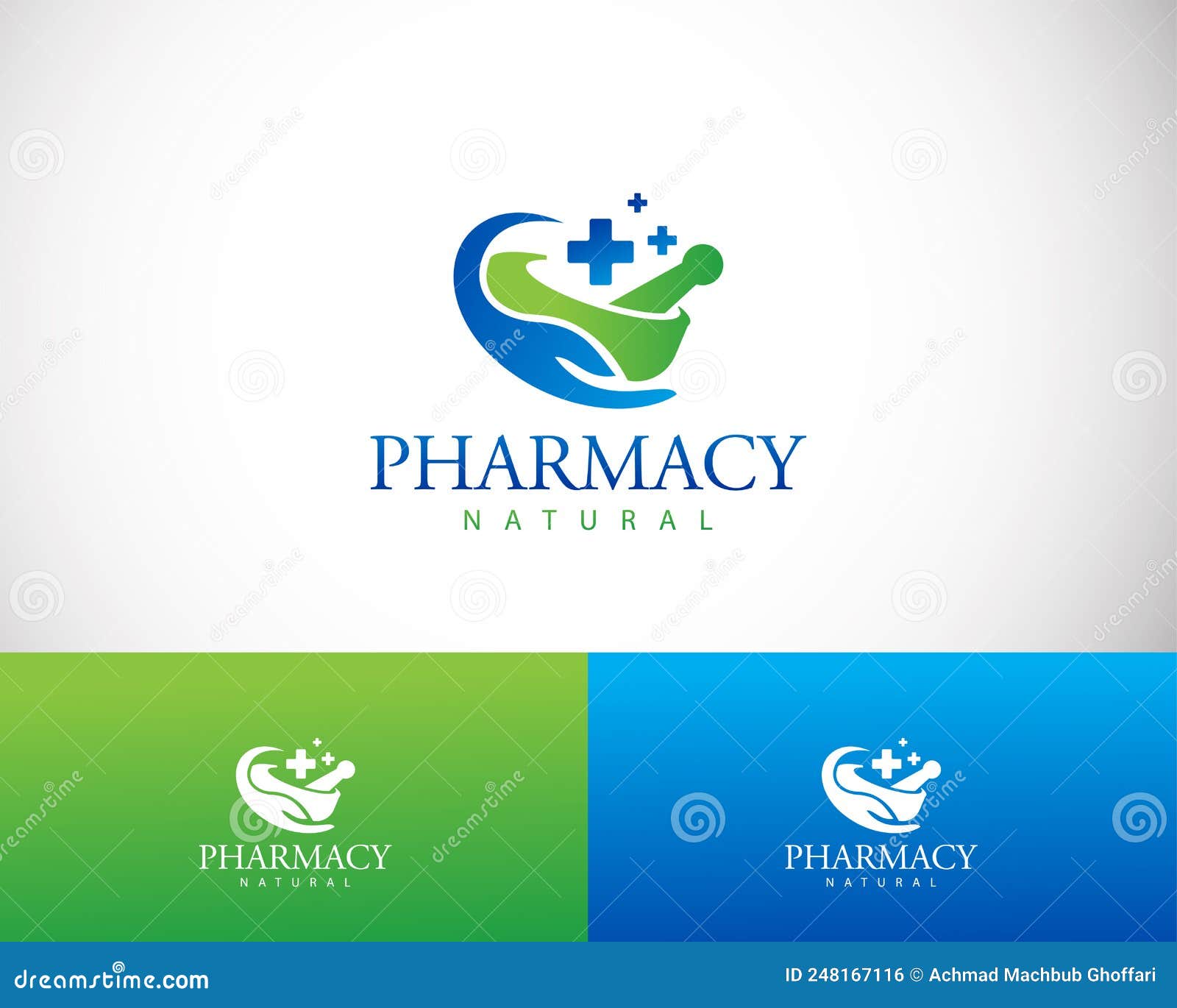 Pharmacy Logo Creative Design Concept Health Care Nature Hand Stock ...