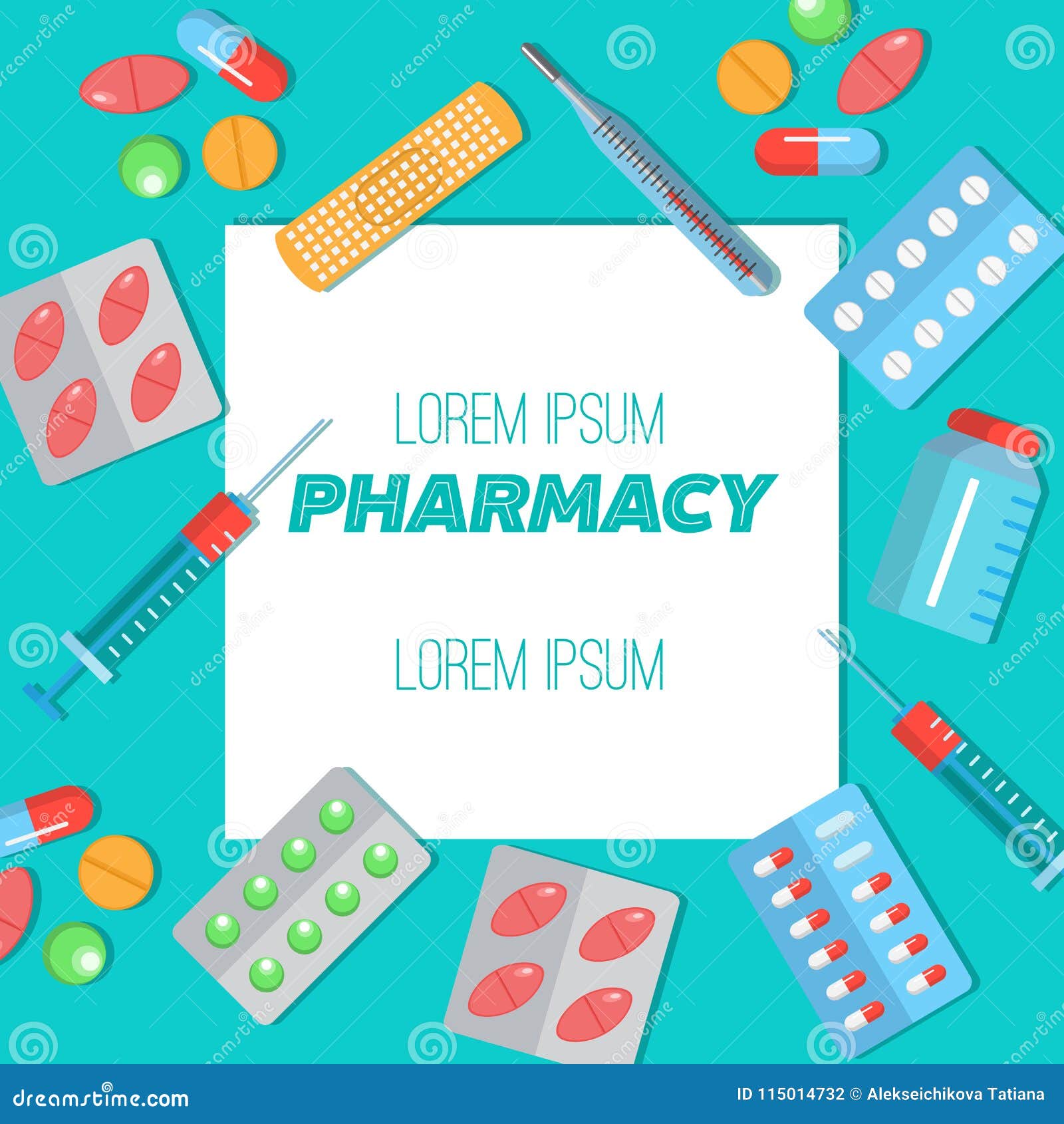 Pharmacy Poster with Flat Icons Stock Vector - Illustration of colorful ...