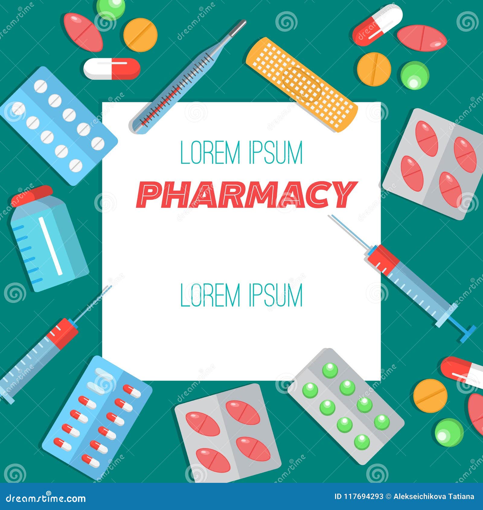 Pharmacy Poster with Flat Icons Stock Vector - Illustration of flat ...