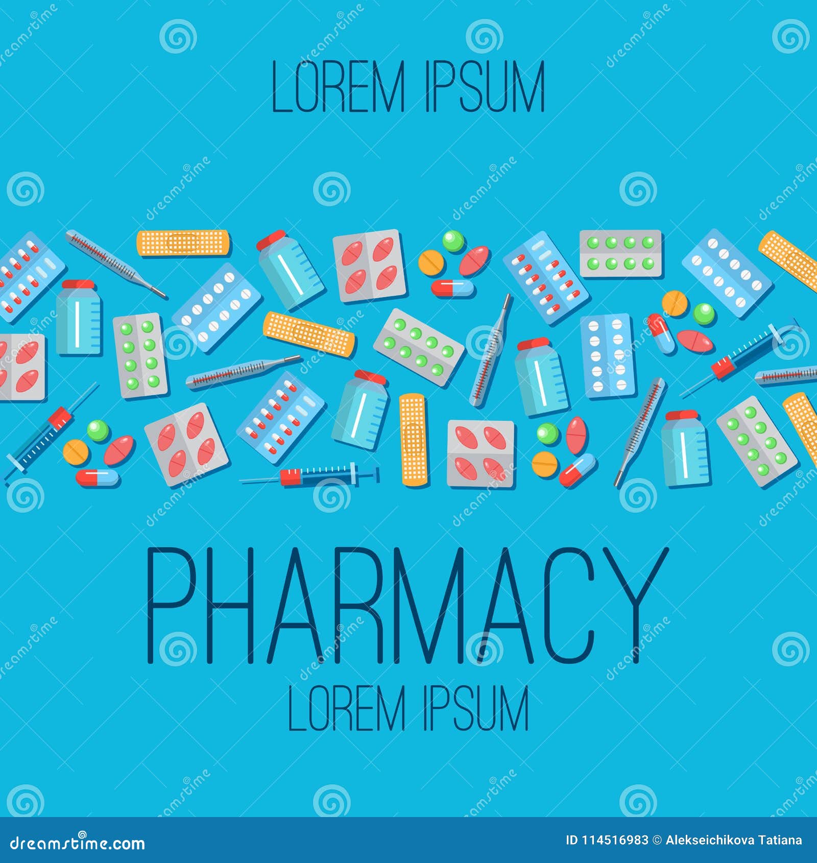 Pharmacy poster flat icons stock vector. Illustration of flat - 114516983