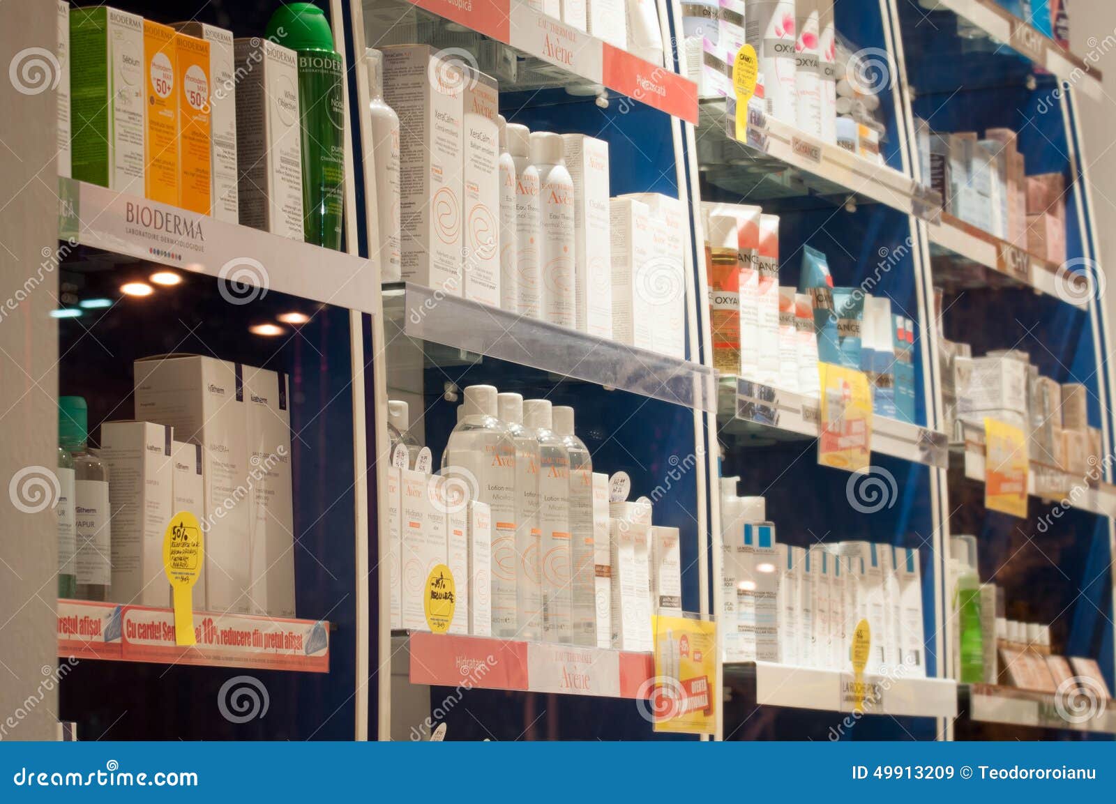 Shelves With Medication In Pharmacy. Fervex And Paracetamol Used To Flu