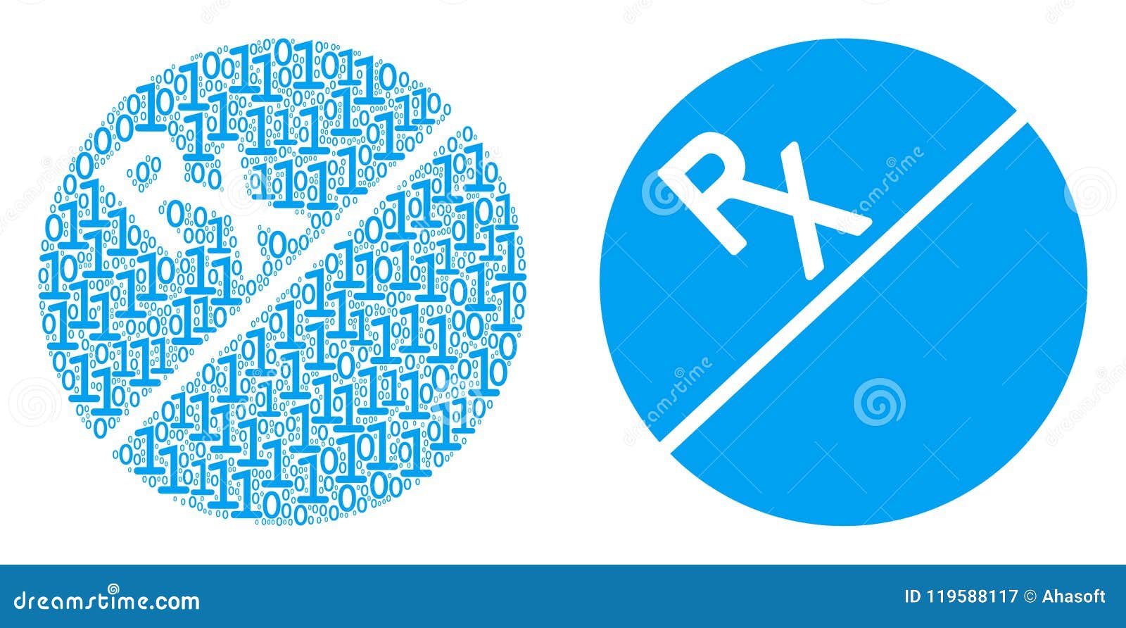 Pharmacy Tablet Composition of Binary Digits Stock Vector