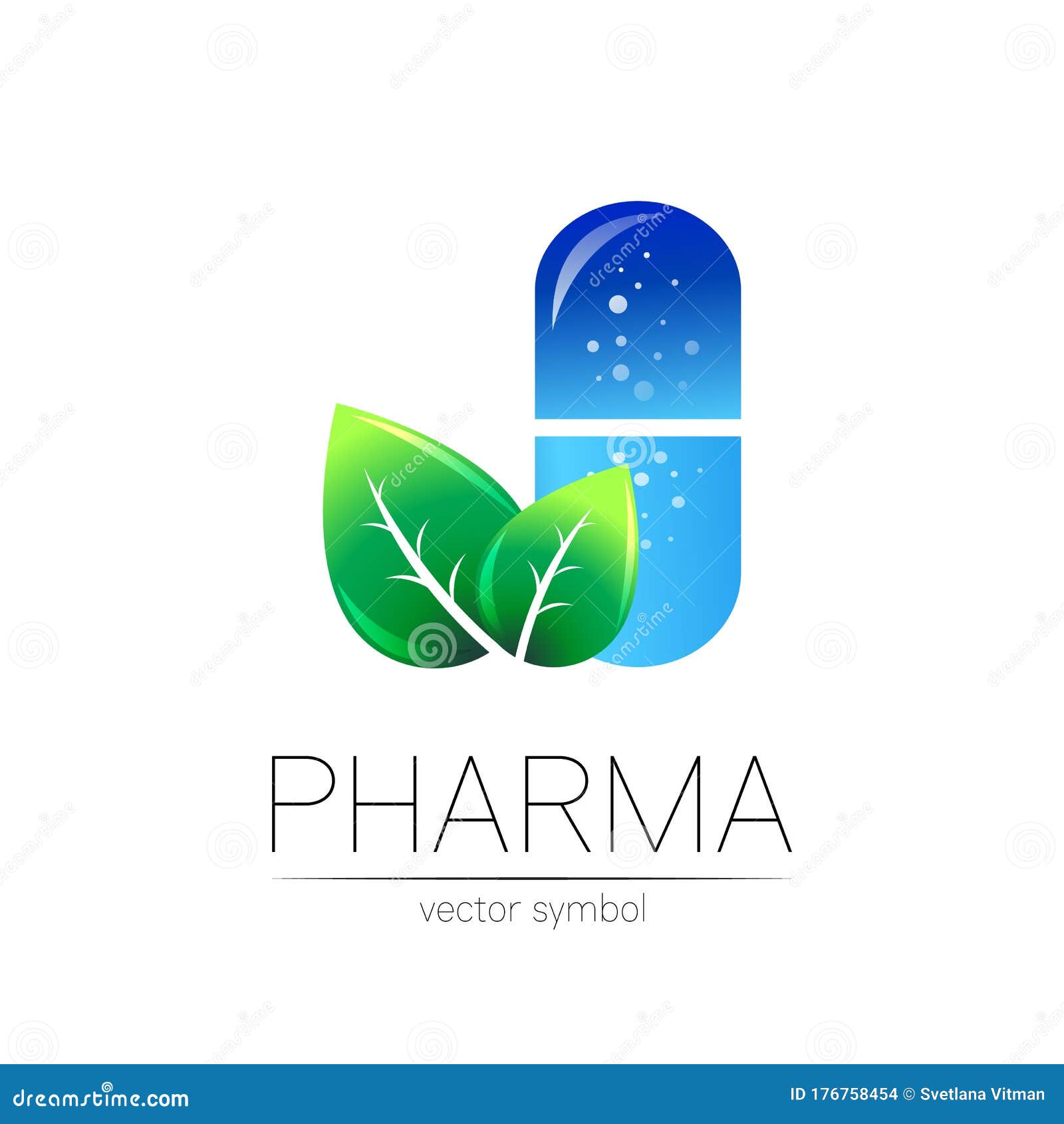 Pharmacy Vector Symbol with Green Leaf for Pharmacist, Pharma Store ...