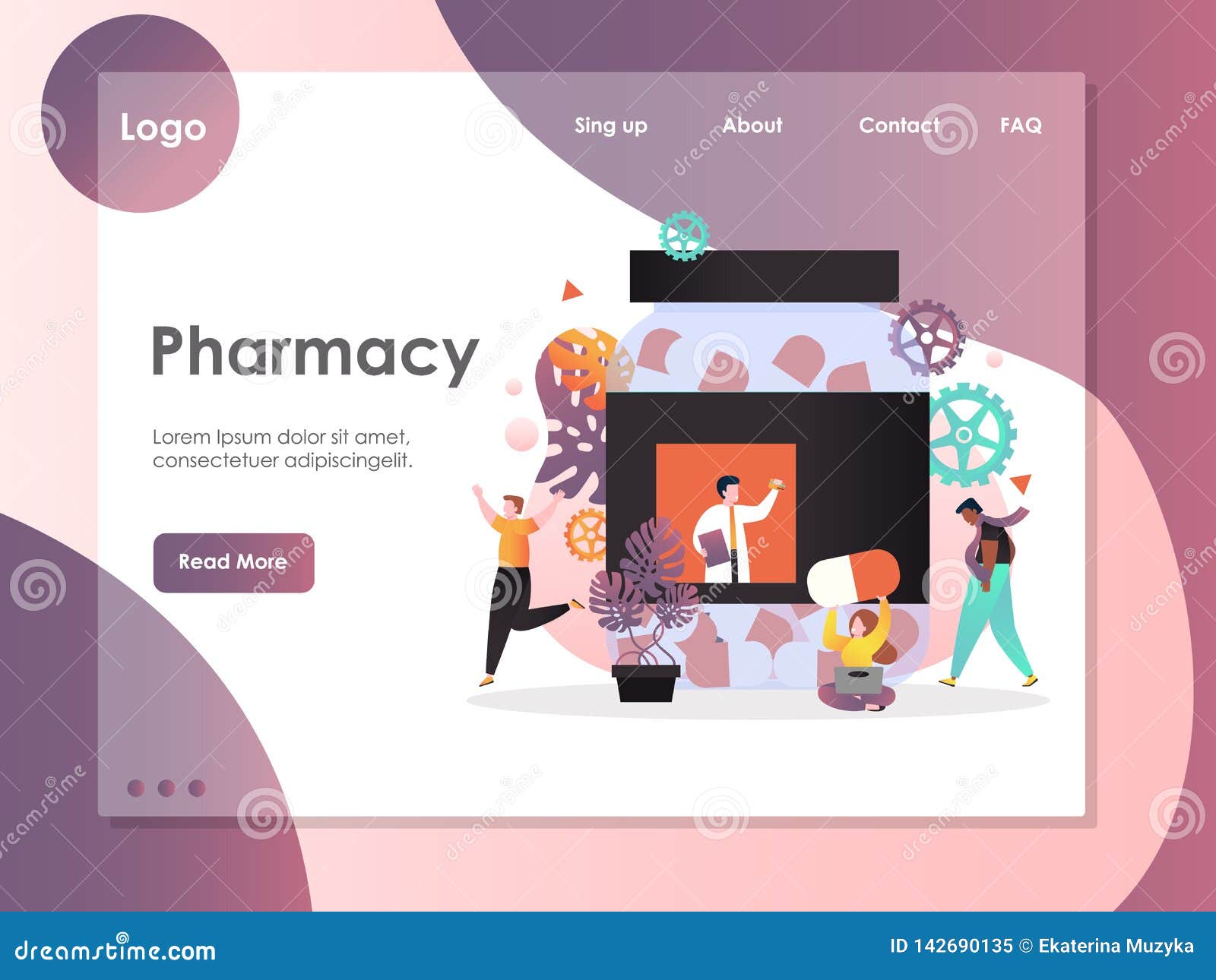 Pharmacy Vector Website Landing Page Design Template Stock Vector