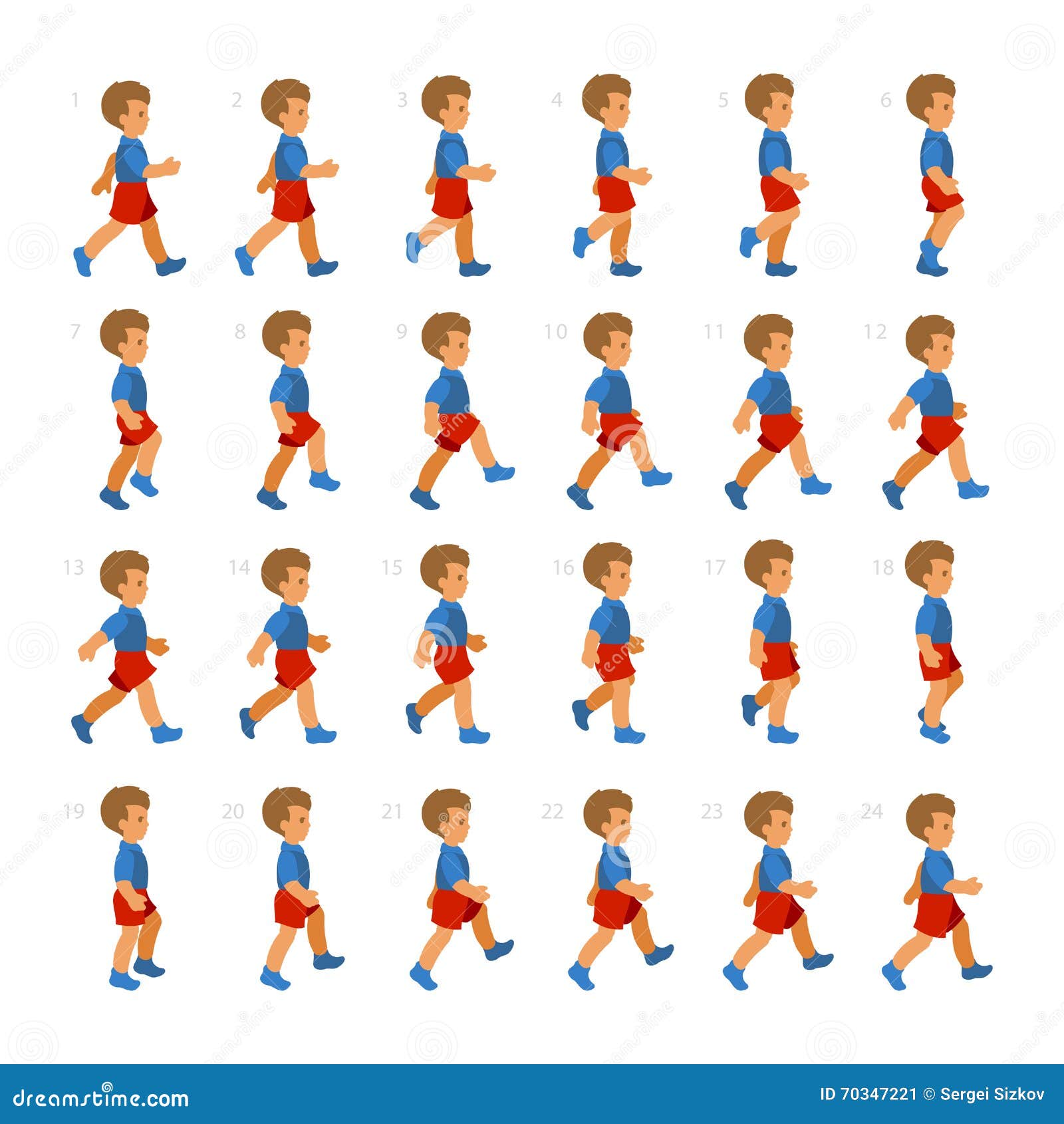 Phases of Step Movements Boy in Walking Sequence for Game Animation Stock  Vector - Illustration of pose, phase: 70347221