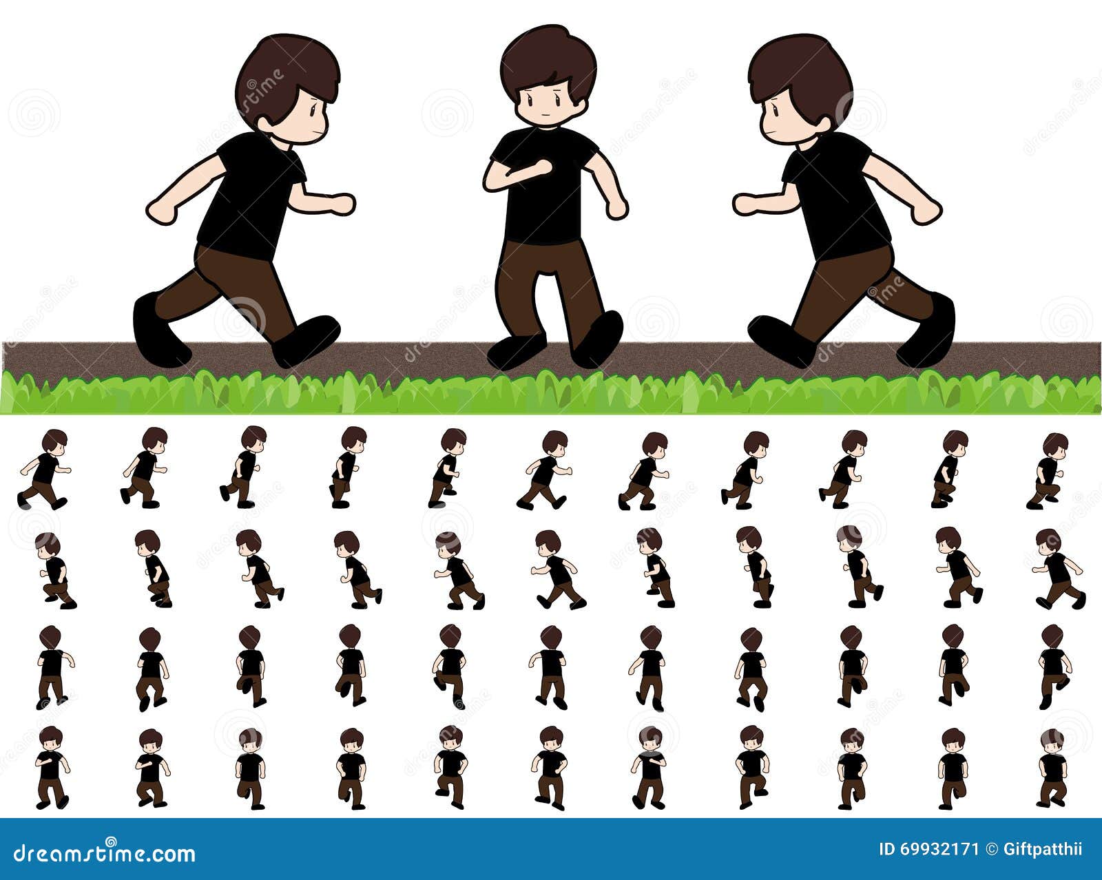 Phases of Step Movements Man in Running Walk Sequence for Game Animation  Stock Illustration - Illustration of human, cute: 69932171