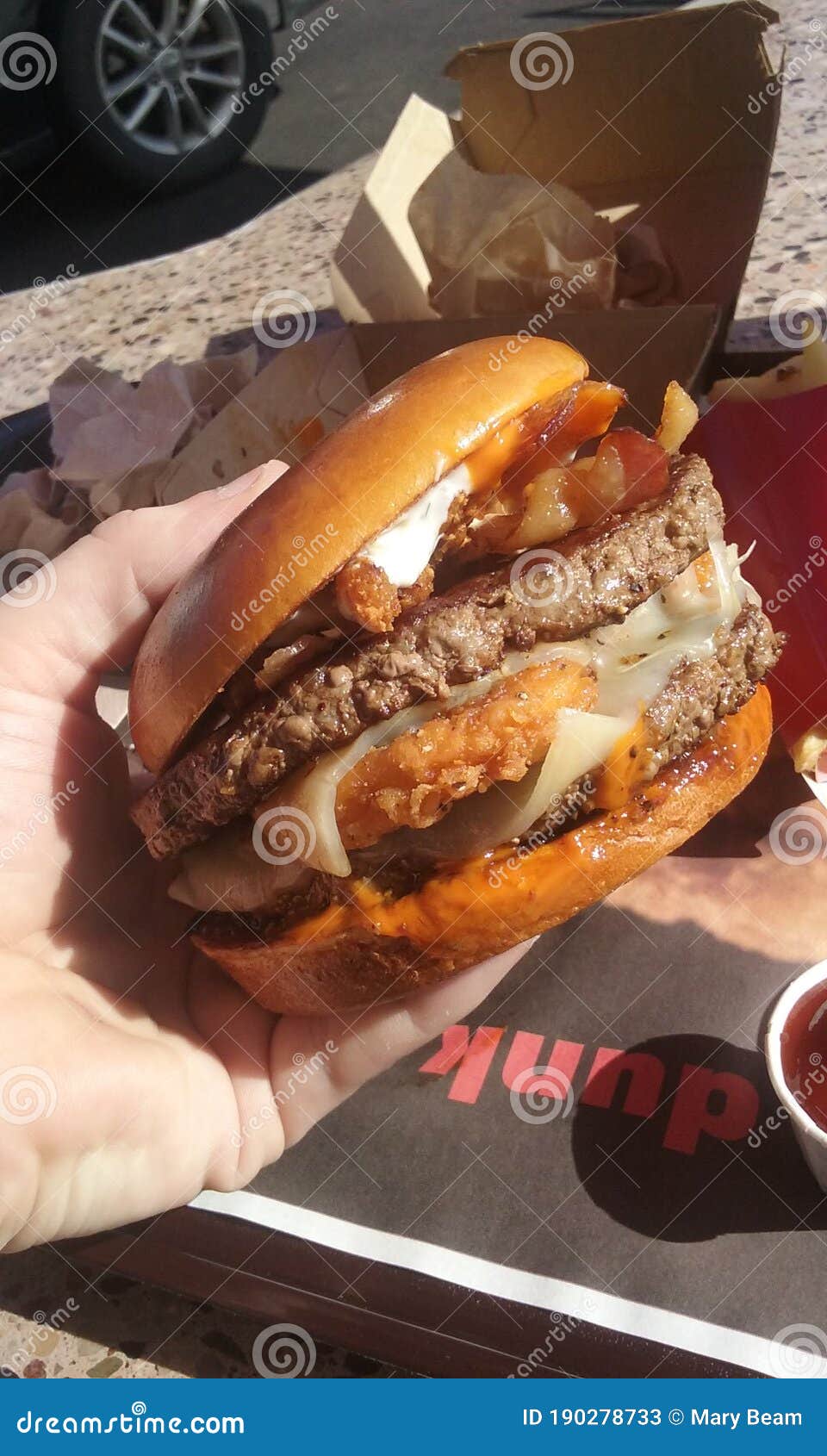 Phat juicy burger stock image. Image of meal, triple 190278733