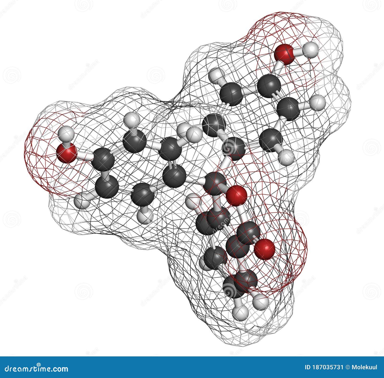 Phenolphthalein Indicator Molecule. Used in Acid Base Titrations and As