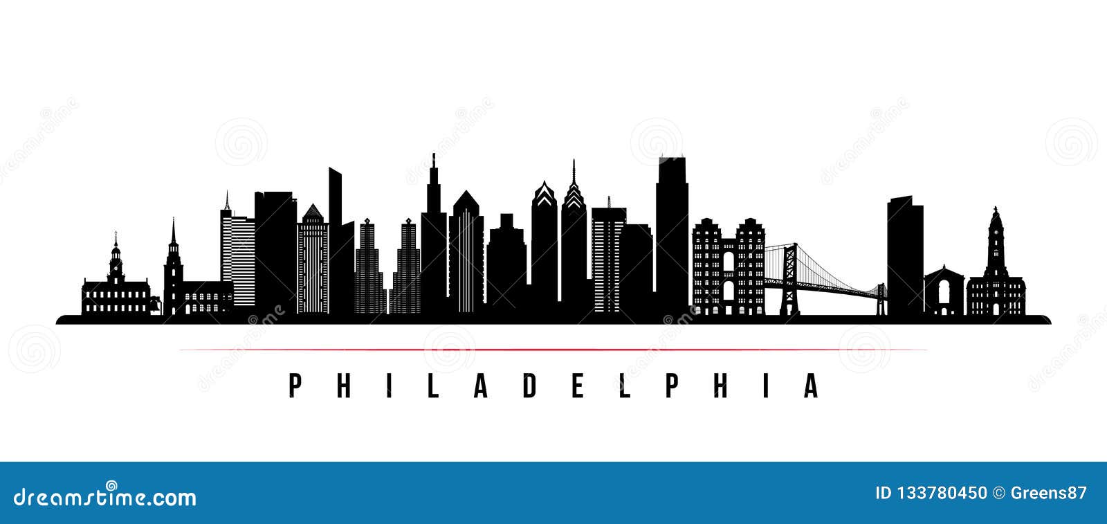 philadelphia city skyline horizontal banner.