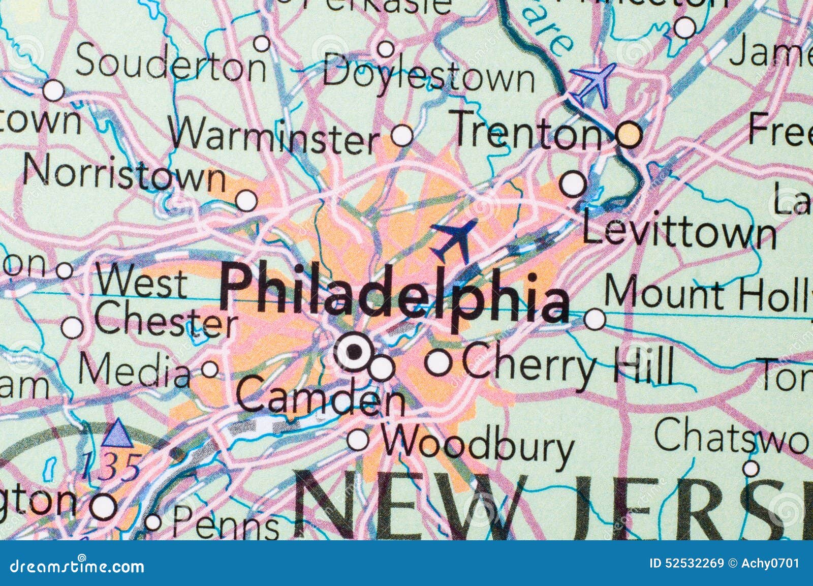 Philadelphia, en el mapa imagen de archivo. Imagen de comunidad 52532269